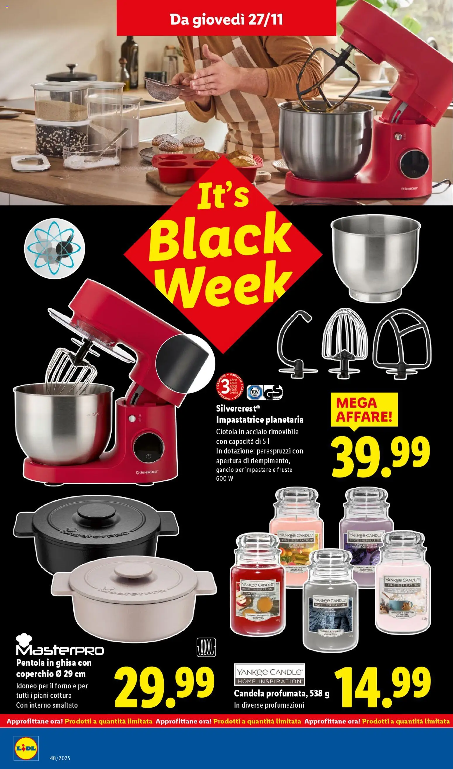 Volantino Lidl del 24.11.2025 | Pagina: 38 | Prodotti: Impastatrice, Mixer, Ciotola, Candela