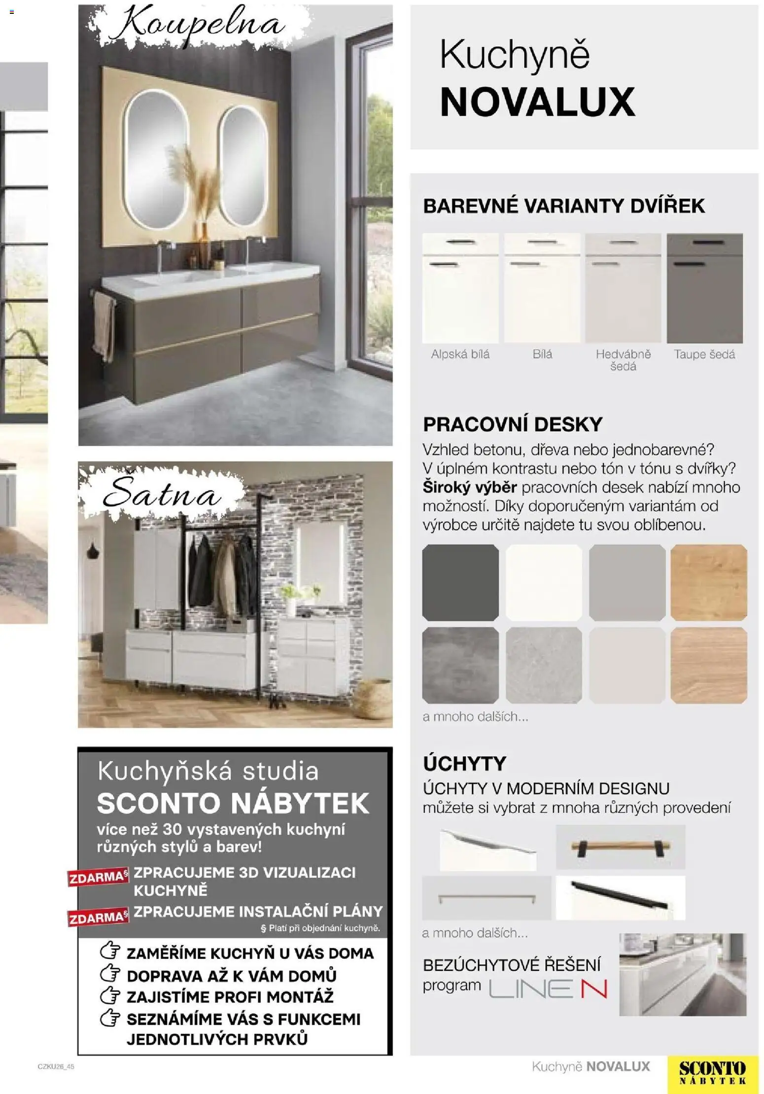 Sconto nábytek katalog - Kuchyně na míru od 06.01.2026 | Strana: 45 | Produkty: Nábytek, Desky, Koupelna, Kuchyně