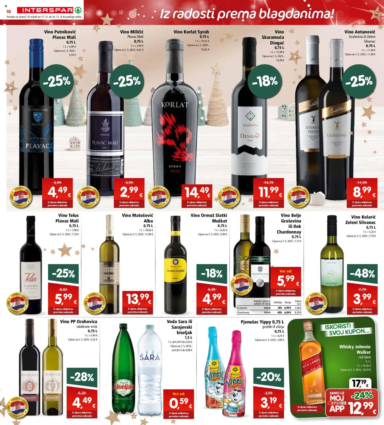 Interspar katalog | vrijedi od 17.12.2025 | Stranica: 10 | Proizvodi: Red Label, Korlat, Vino, Grožđe