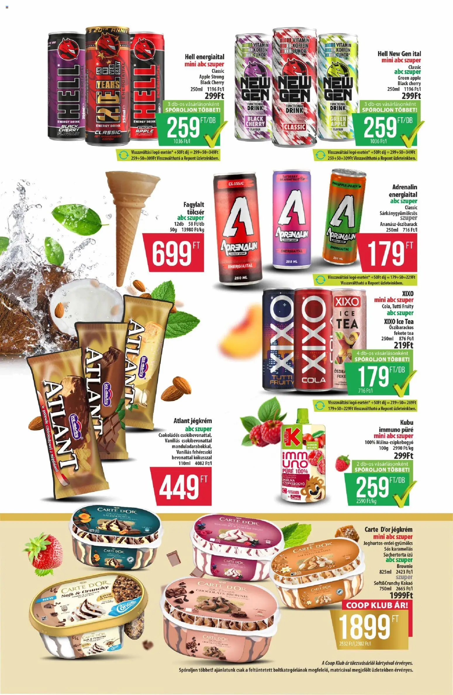COOP akciós ujság - amely érvényes a következő dátumtól: 23.04.2026 | Oldal: 6 | Termékek: Málna, Fagylalt, Ice tea, Jégkrém