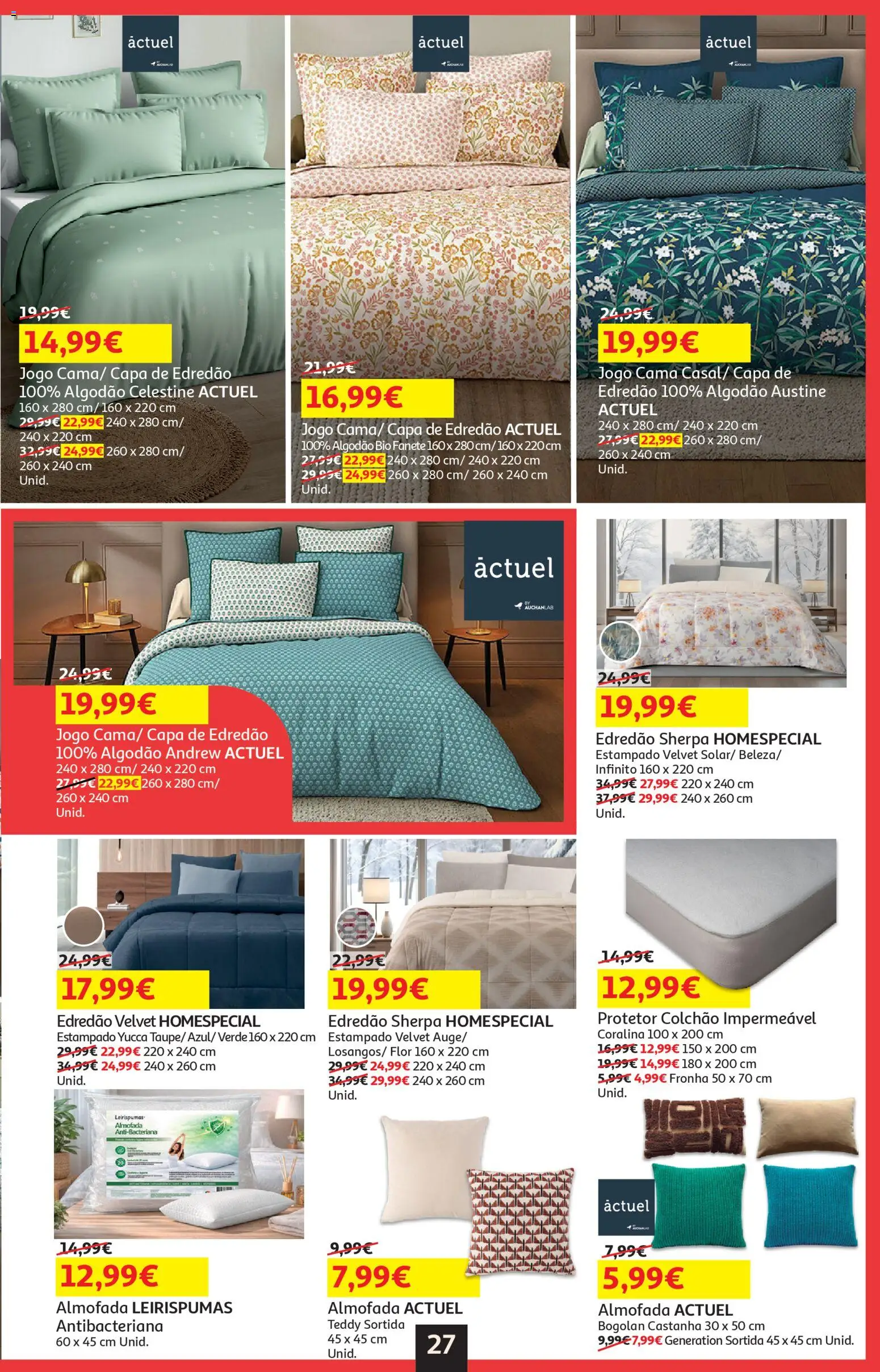 Auchan folheto │ válido de 17.02.2026 | Página: 27 | Produtos: Fronha, Algodão, Colchão, Almofada