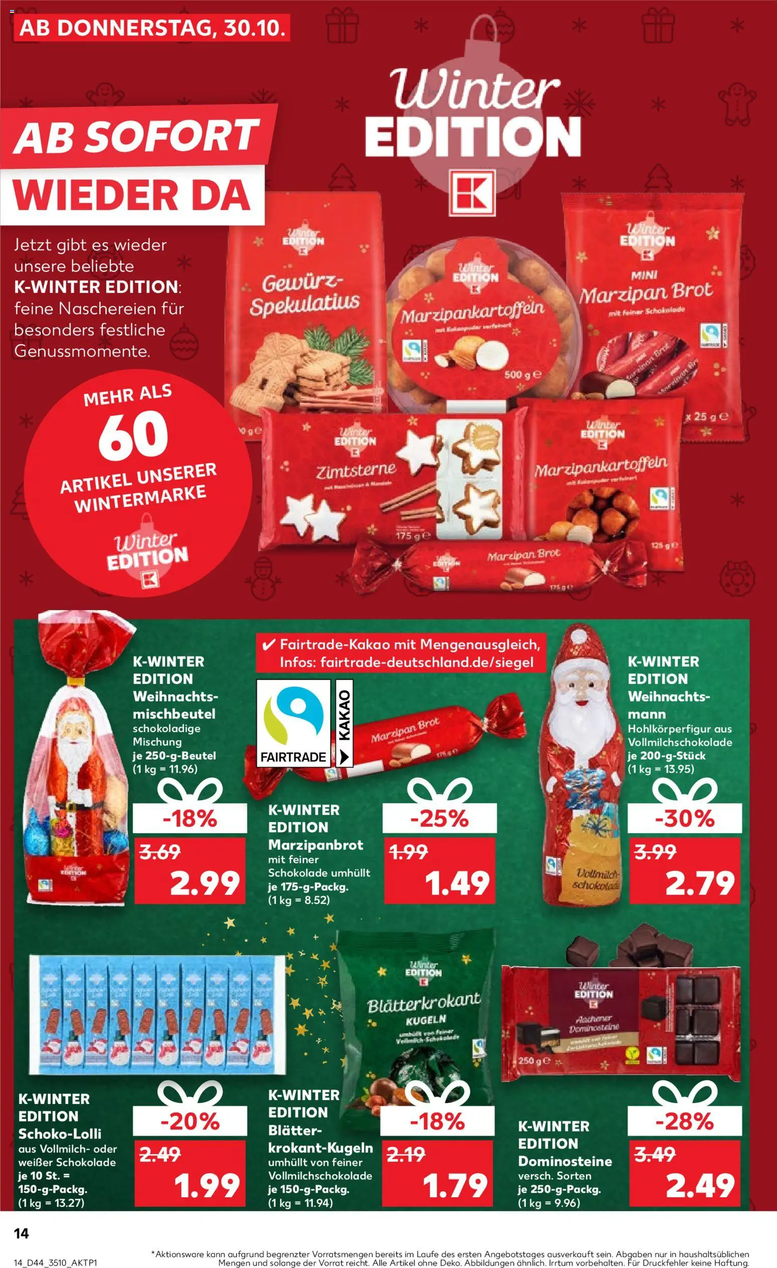 Kaufland prospekt Leipzig	 – gültig ab 30.10.2025 | Seite: 14 | Produkte: Schokolade, Mandeln, Brot