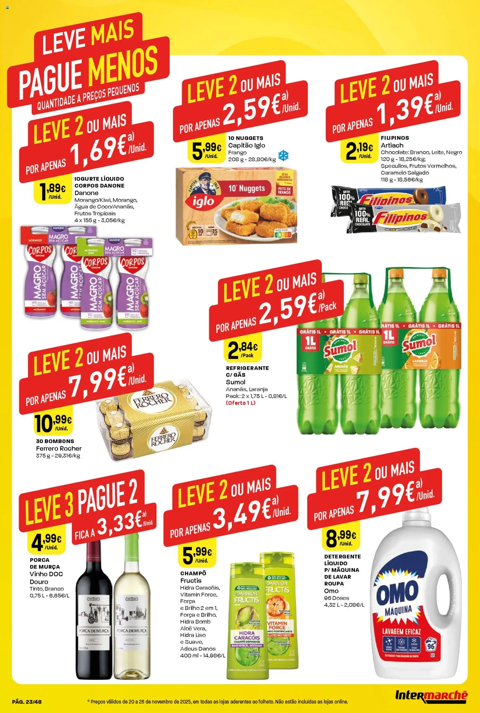 Intermarché folheto │ válido de 20.11.2025 | Página: 23 | Produtos: Refrigerante, Filipinos, Ferrero rocher, Chocolate