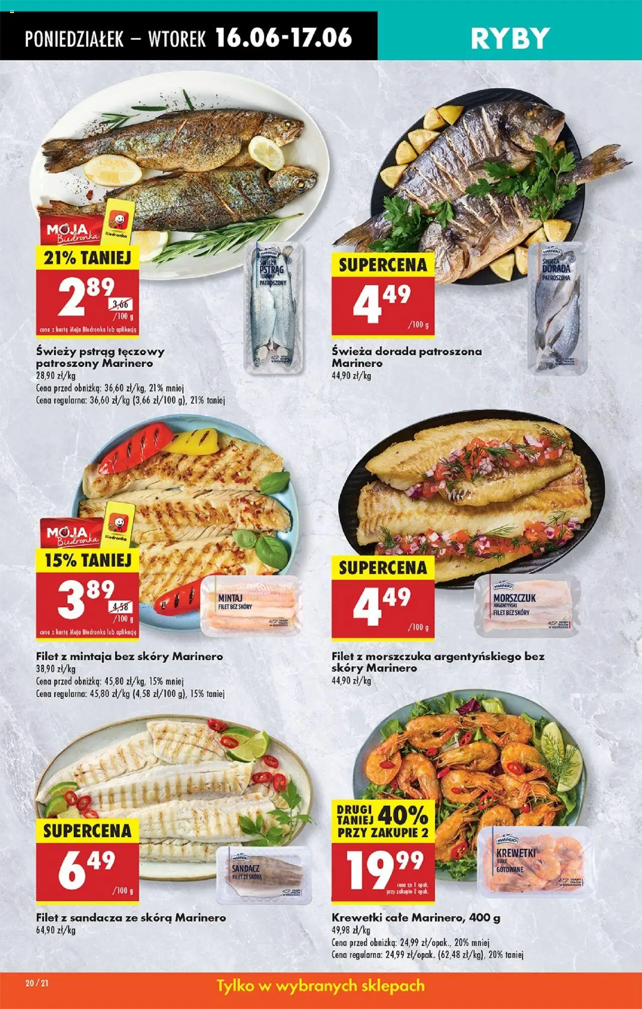 Biedronka gazetka od 16.06.2025 | Strona: 28 | Produkty: Sandacz, Pstrąg, Mintaj, Ryby