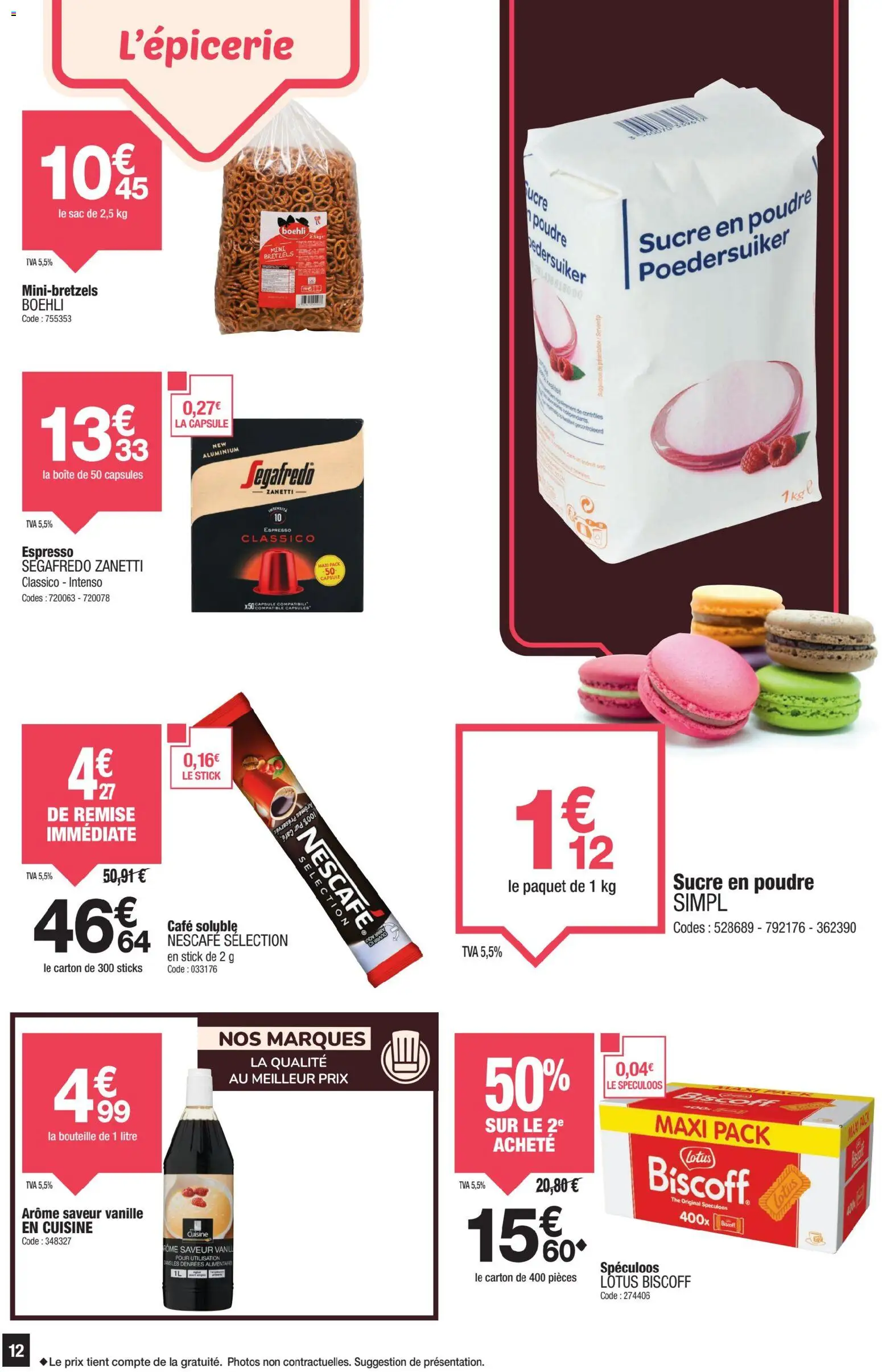 {H1} | Page: 12 | Produits: Sucre, Poudre, Spéculoos, Bretzels