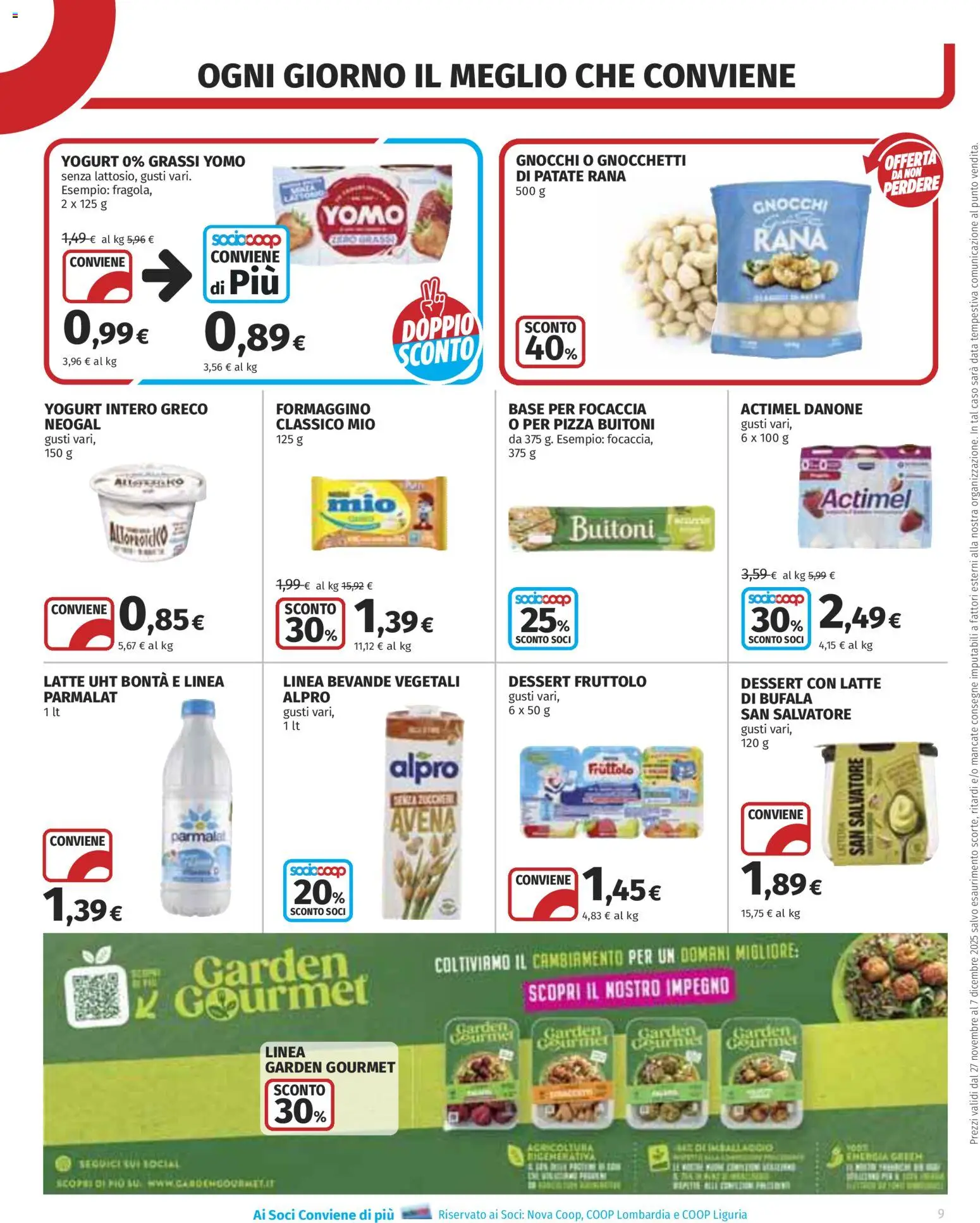 Volantino COOP del 27.11.2025 | Pagina: 9 | Prodotti: Yogurt, Pizza, Gnocchi, Gnocchetti