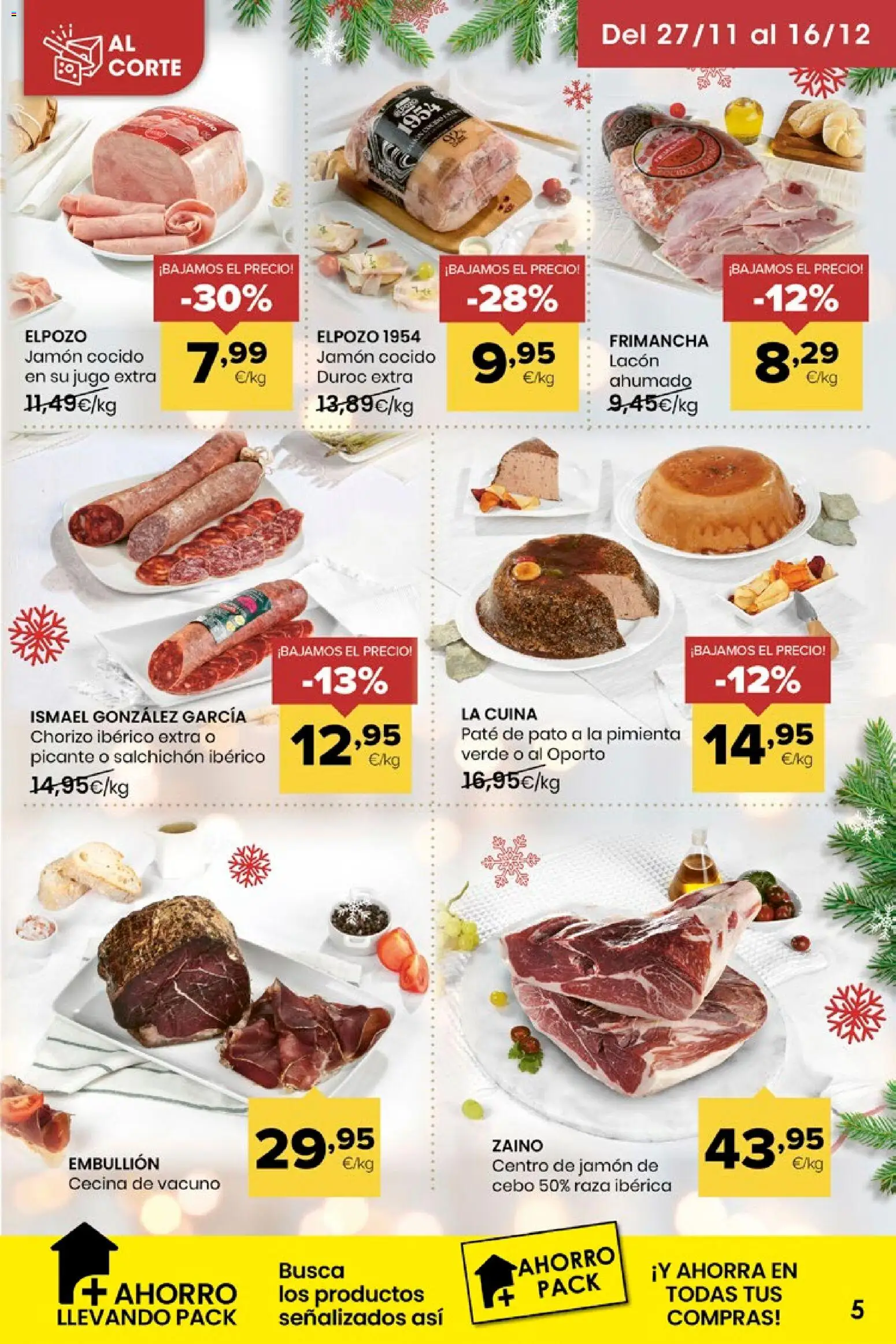 Eroski - Miramos por ti │ válido desde el 27.11.2025 | Página: 5 | Productos: Jamón, Jamón cocido, Jugo, Paté