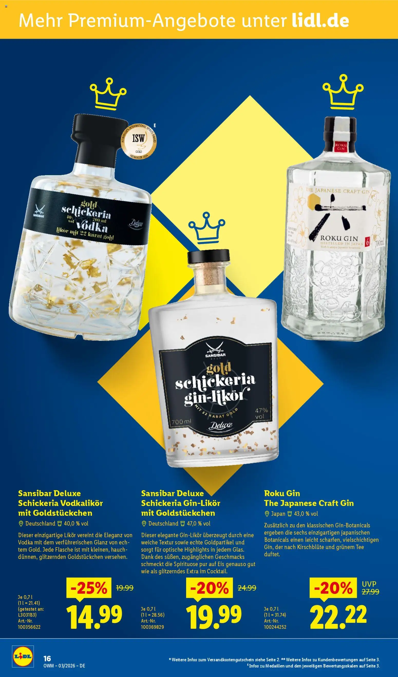 Lidl Německo leták - März od 01.03.2026 | Strana: 16 | Produkty: Gin, Vodka, Deluxe