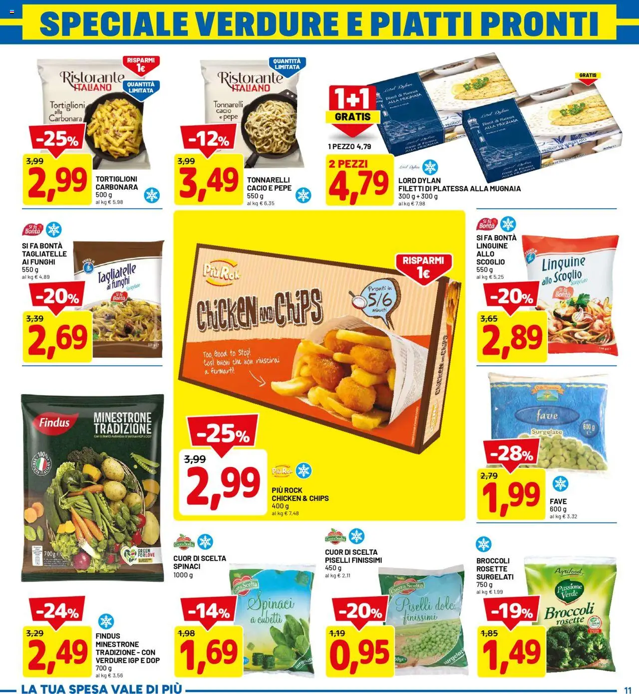 Volantino D Più del 13.10.2025 | Pagina: 11 | Prodotti: Minestrone, Tagliatelle, Pepe, Funghi