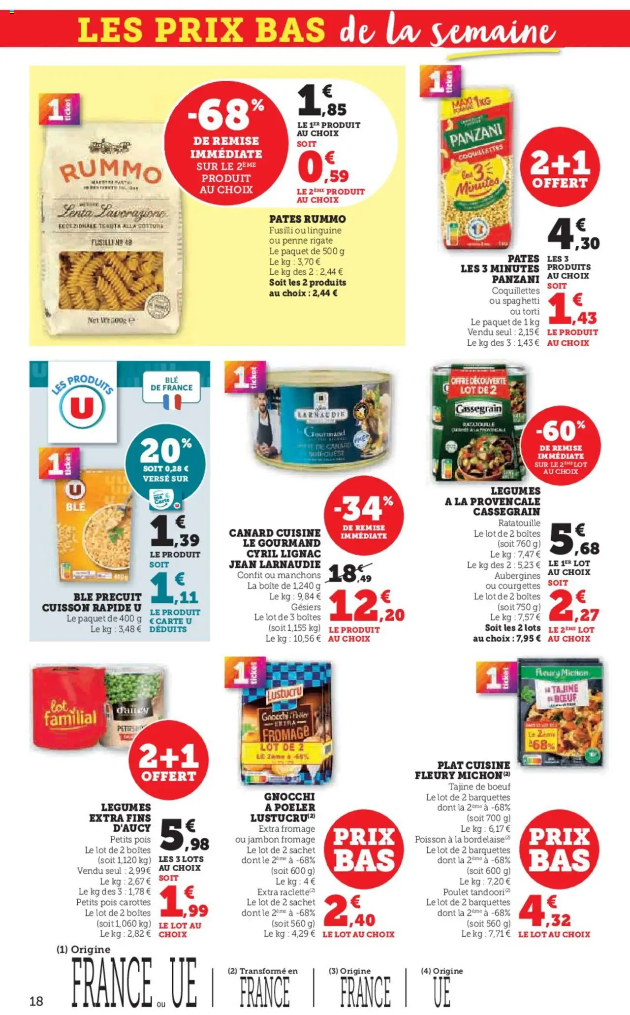 {H1} | Page: 18 | Produits: Carottes, Fusilli, Jambon, Pâtes