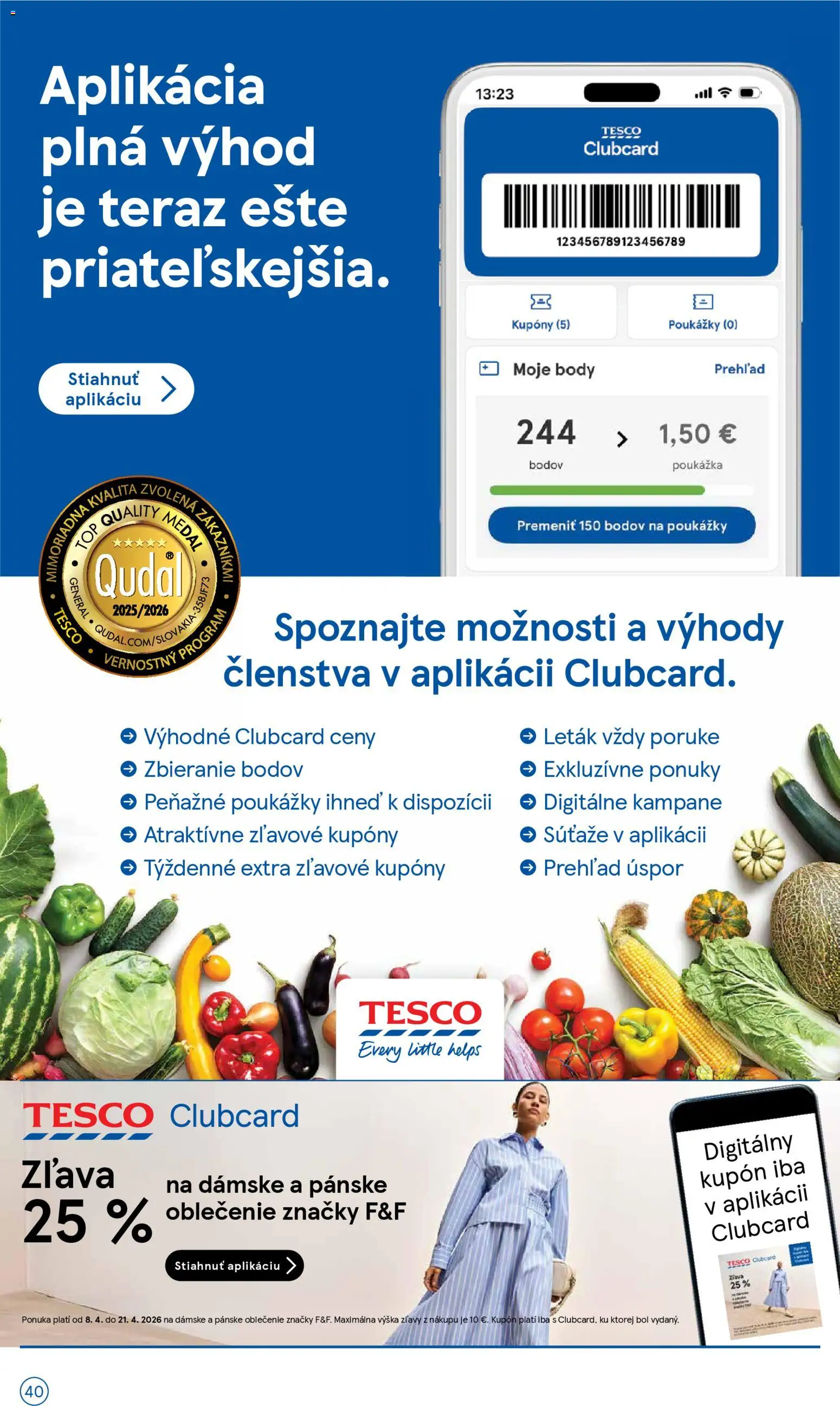 Nové Tesco akcie – leták je platný od 08.04.2026 | Strana: 40 | Produkty: Pánske oblečenie