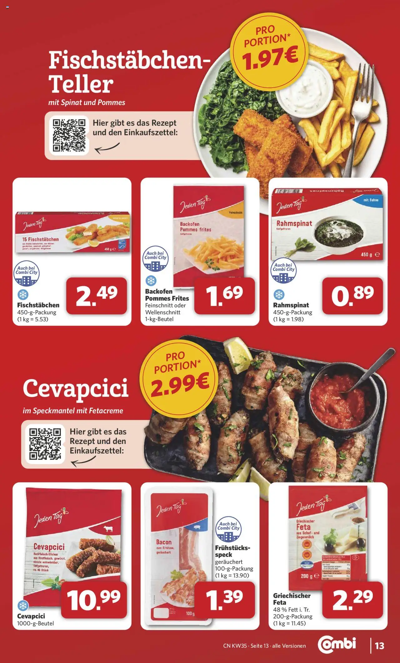 Combi Prospekt 	 - gültig ab dem 25.08.2025 | Seite: 15 | Produkte: Pommes, Cevapcici, Fischstabchen, Sahne