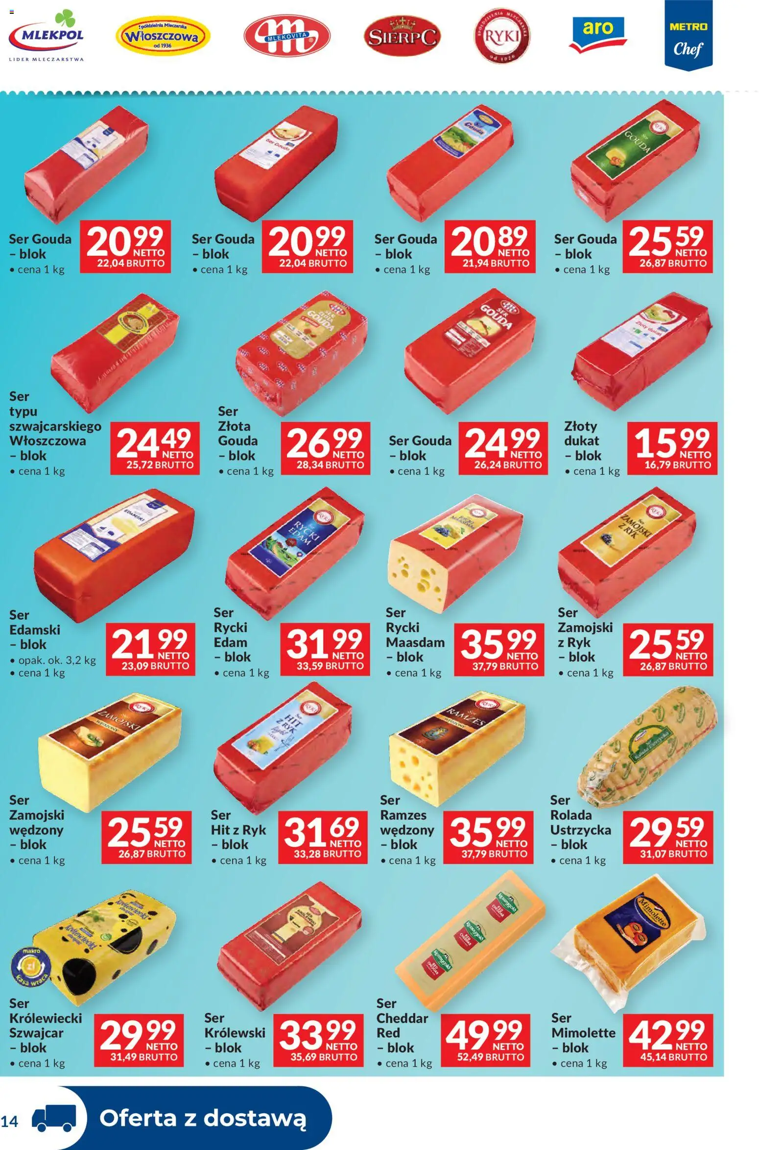 Makro Gazetka - Dystrybucja do sklepów od 09.12.2025 | Strona: 14 | Produkty: Rolada, Ser, Cheddar, Ser gouda