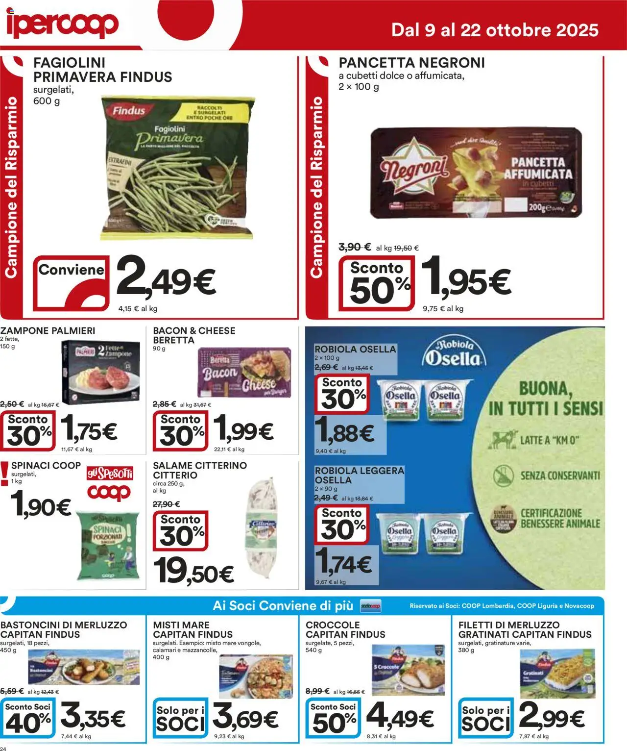 Volantino Ipercoop del 09.10.2025 | Pagina: 24 | Prodotti: Salame, Merluzzo, Calamari, Robiola