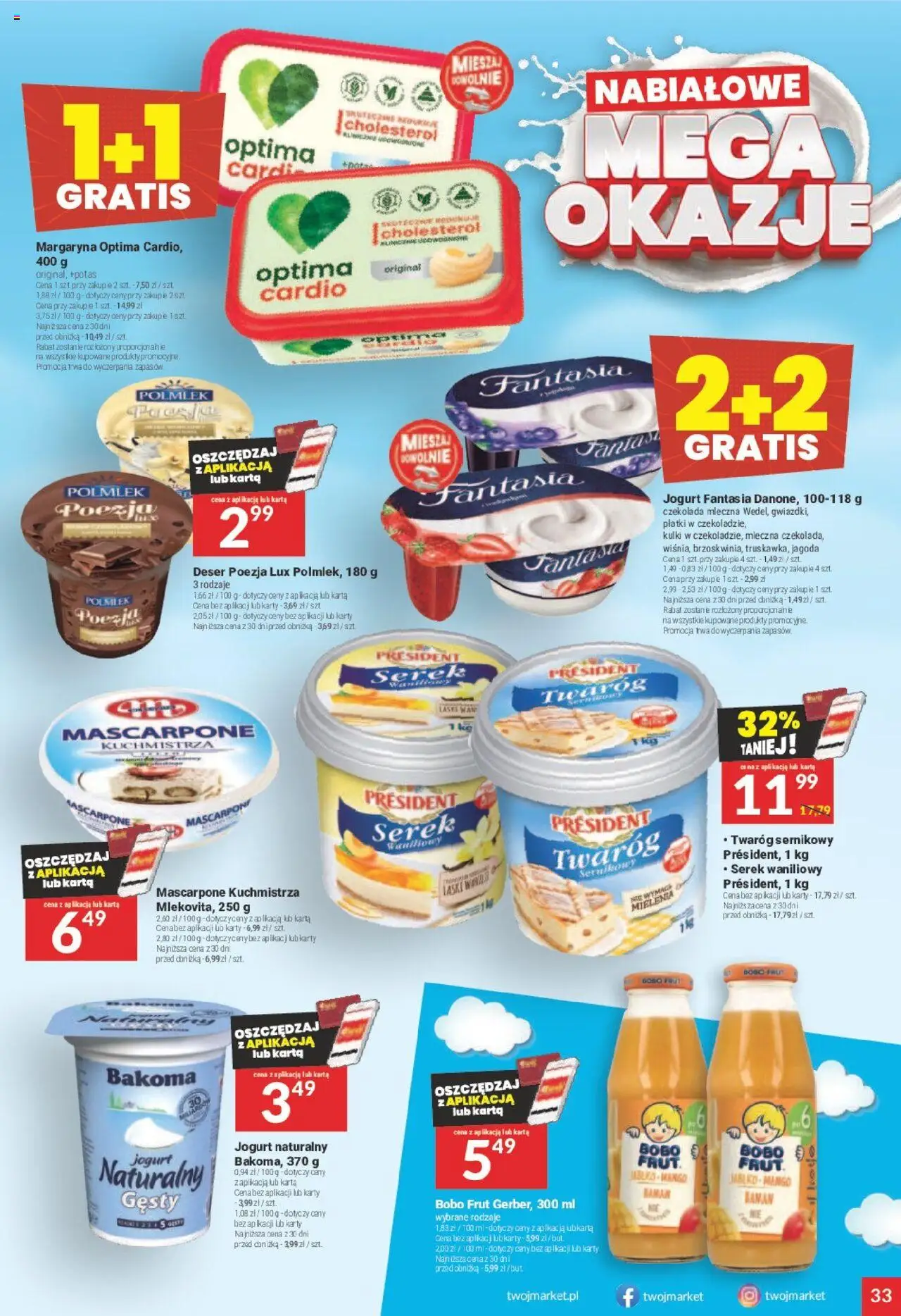 Twój Market Gazetka od 10.09.2025 | Strona: 33 | Produkty: Mascarpone, Jogurt, Banan, Płatki