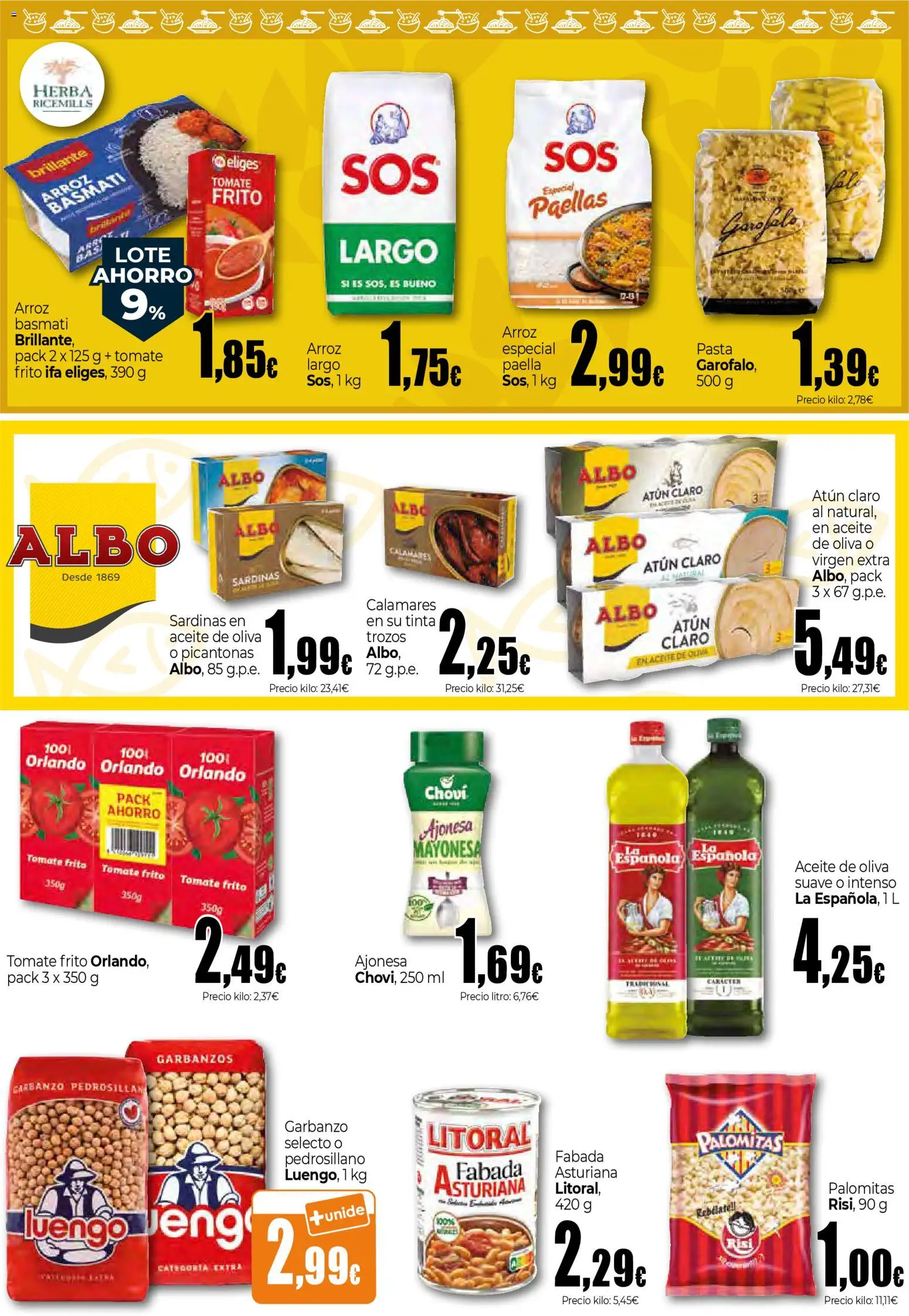 Unide folleto │ válido desde el 26.03.2026 | Página: 8 | Productos: Arroz, Pasta, Aceite de oliva, Οθόνη προβολής