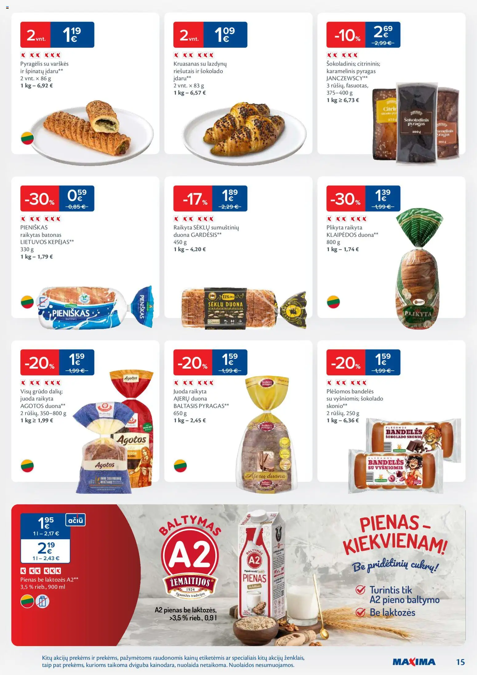 MAXIMA akcijos nuo 04.11.2025 | Puslapis: 15 | Prekių: Batonas, Bandelės, Pyragas, Pienas