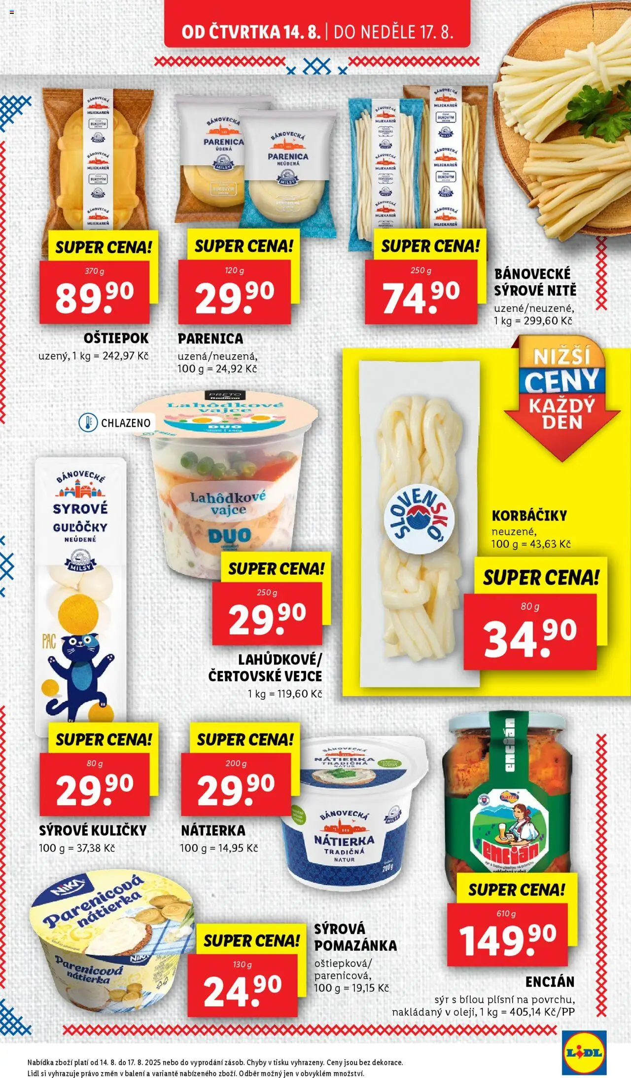 Lidl leták od 14.08.2025 | Strana: 25 | Produkty: Parenica, Sýr, Vejce, Pomazánka