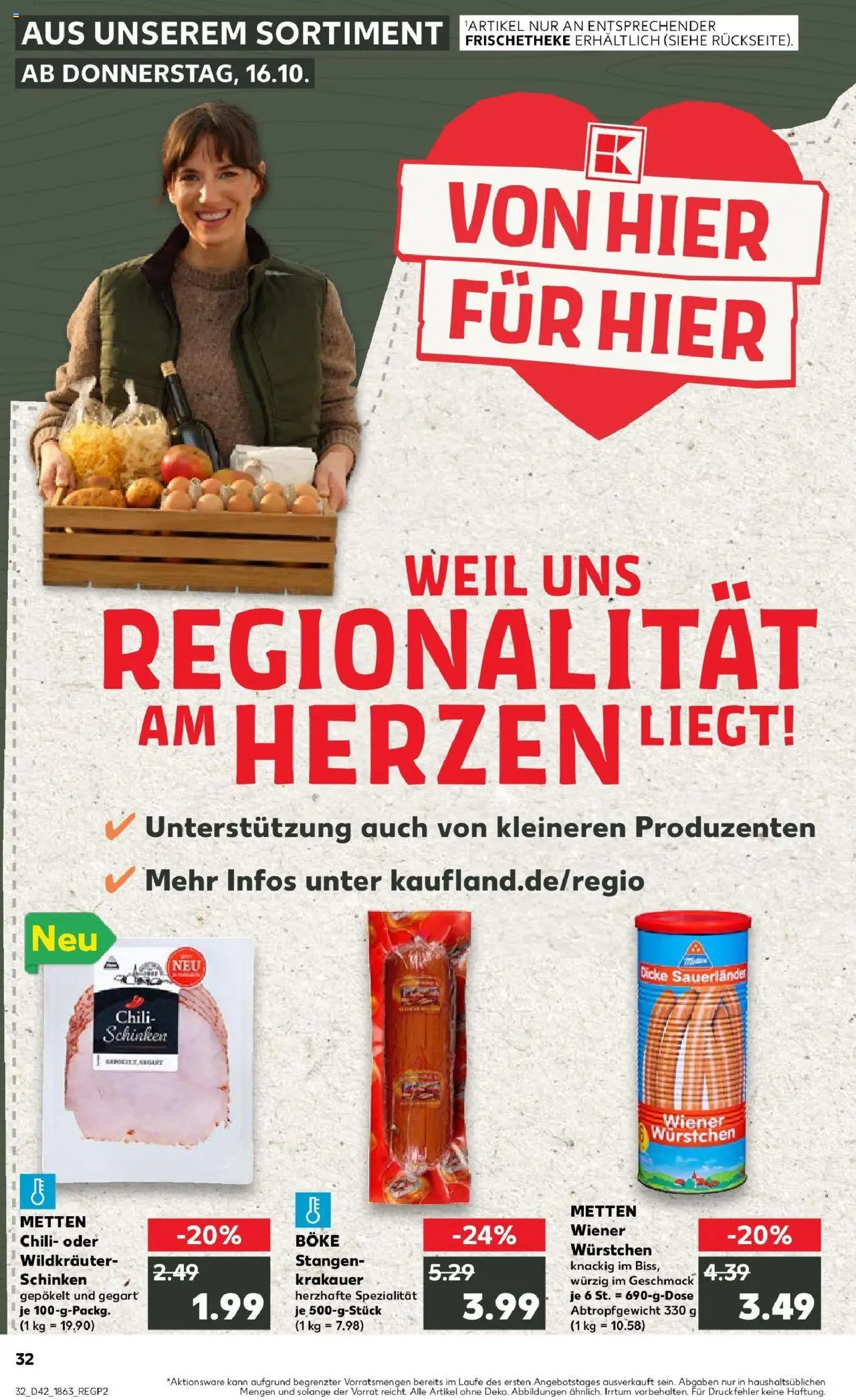 Kaufland prospekt Bonn	 – gültig ab 19.10.2025 | Seite: 32 | Produkte: Wiener wurstchen, Chili, Schinken