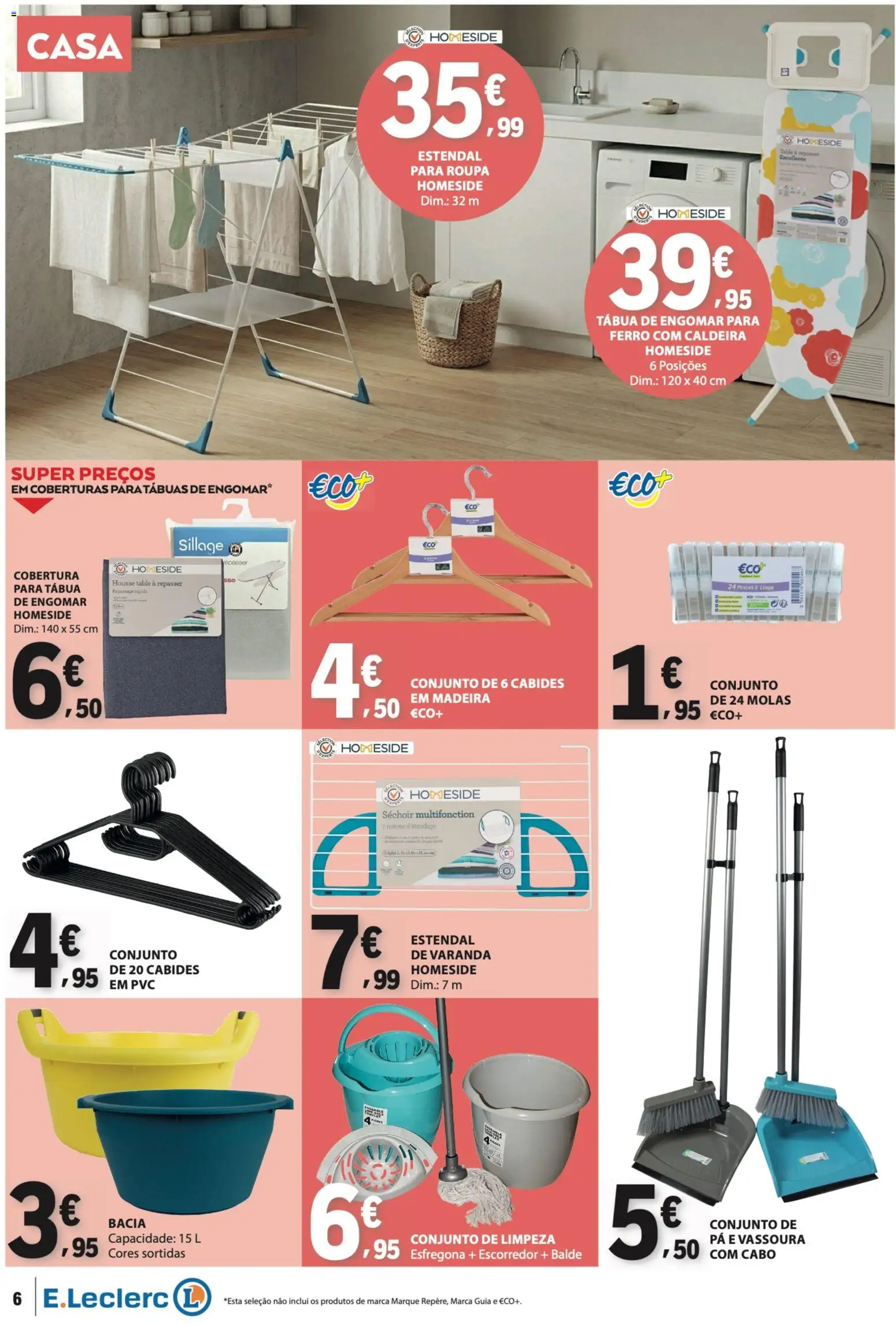 E.Leclerc folheto Não Alimentar │ válido de 23.04.2026 | Página: 6 | Produtos: Tábua, Escorredor, Cabides, Pá