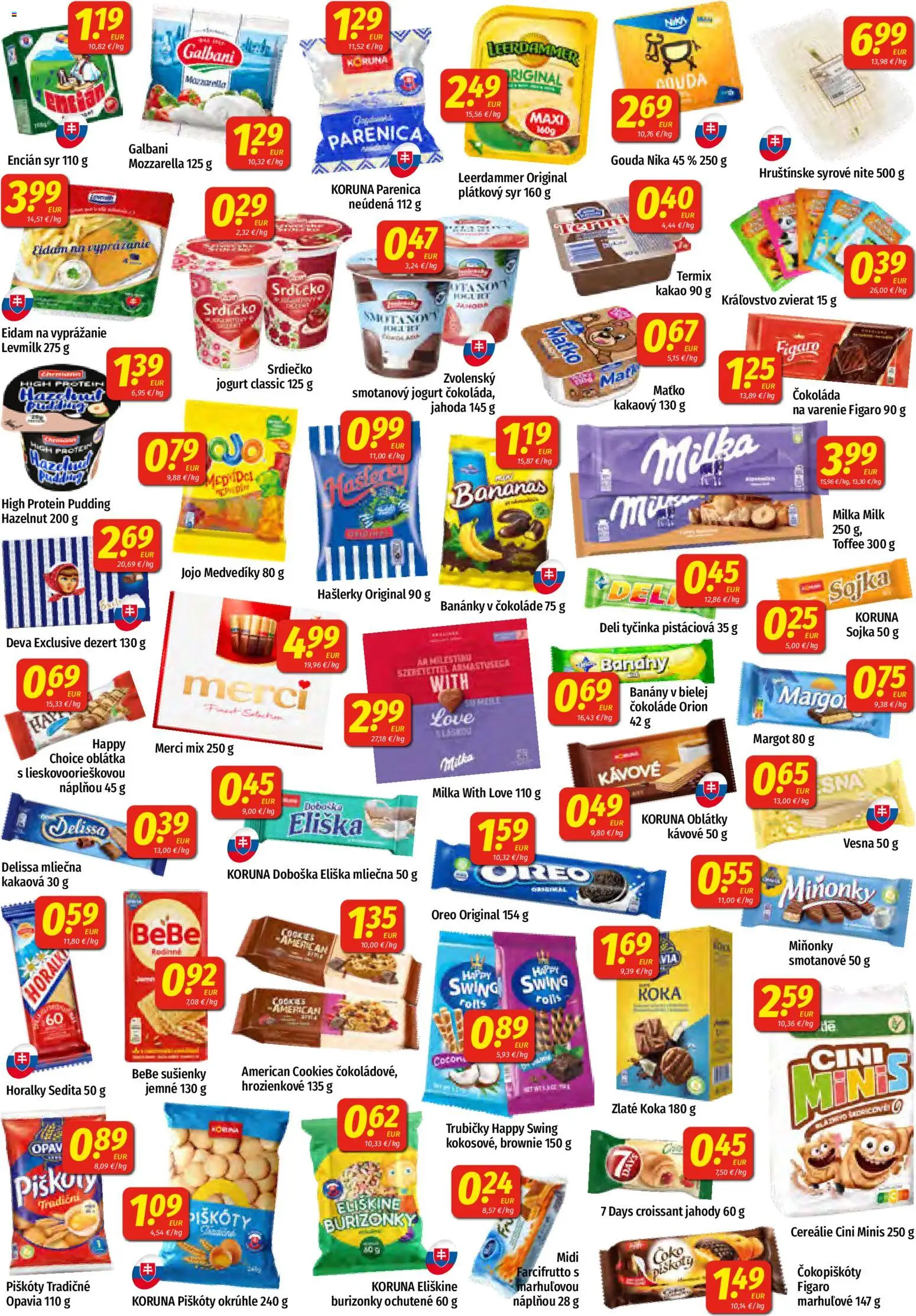Nové Koruna akcie – leták je platný od 24.10.2025 | Strana: 2 | Produkty: Syr, Protein, Čokoláda, Horálky