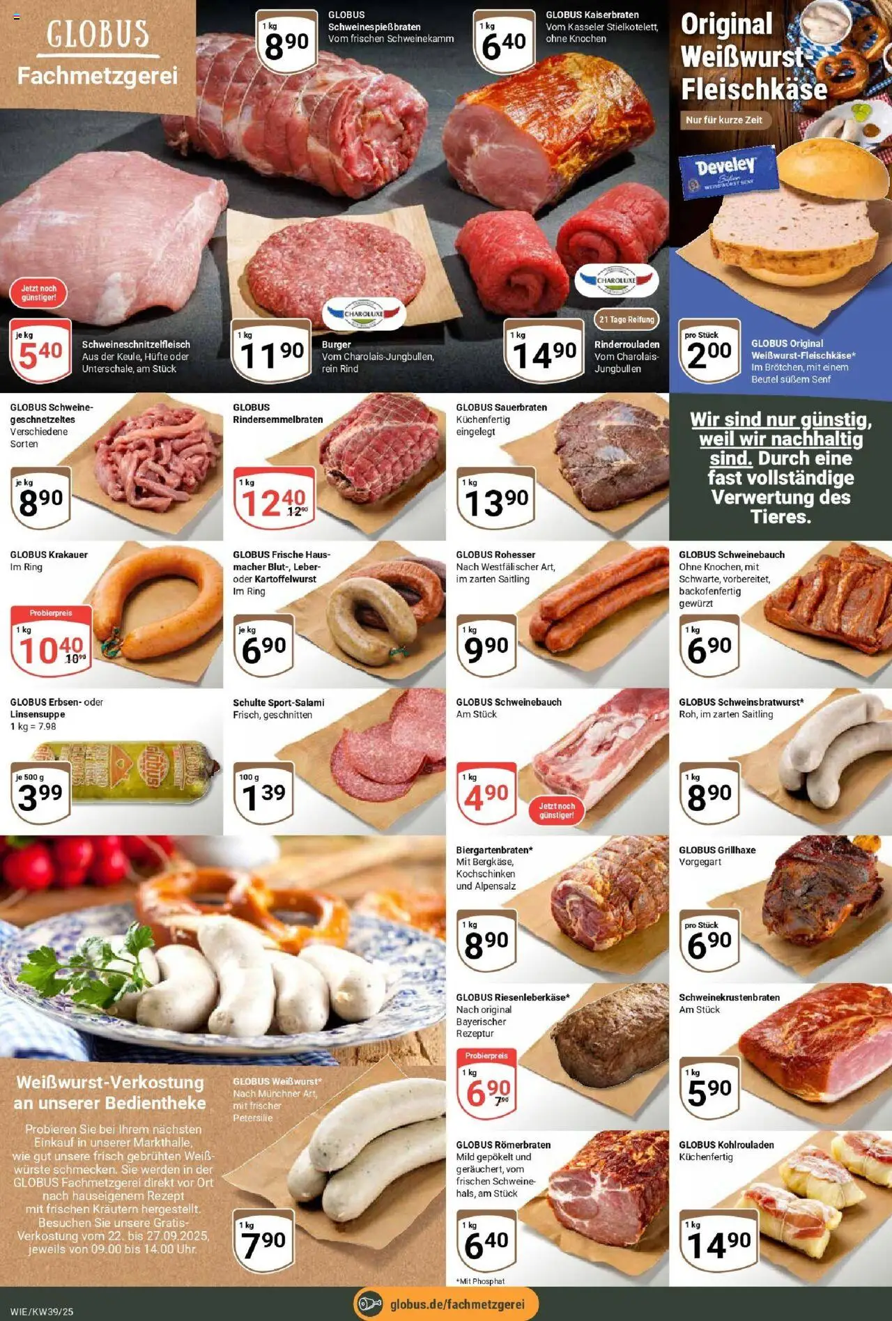 Globus prospekt Waghäusel	 – gültig ab 21.09.2025 | Seite: 6 | Produkte: Schweinebauch, Burger, Petersilie, Erbsen