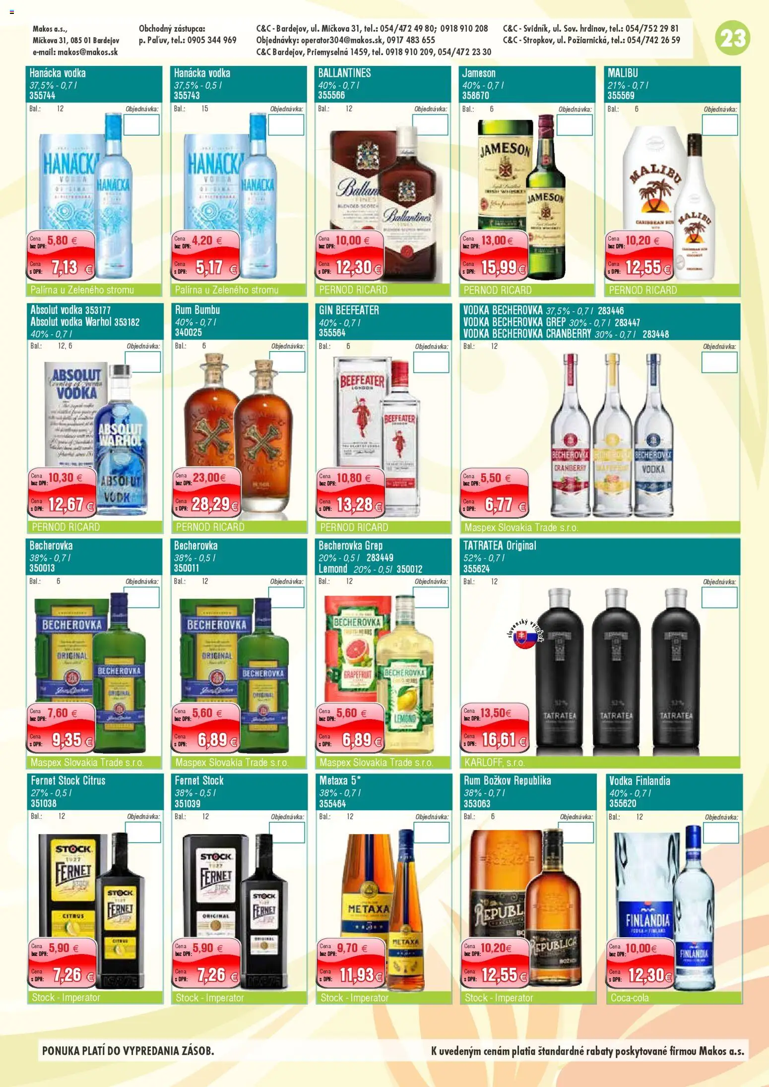 Nové Makos akcie – leták je platný od 05.01.2026 | Strana: 23 | Produkty: Robot, Becherovka, Gin, Finlandia