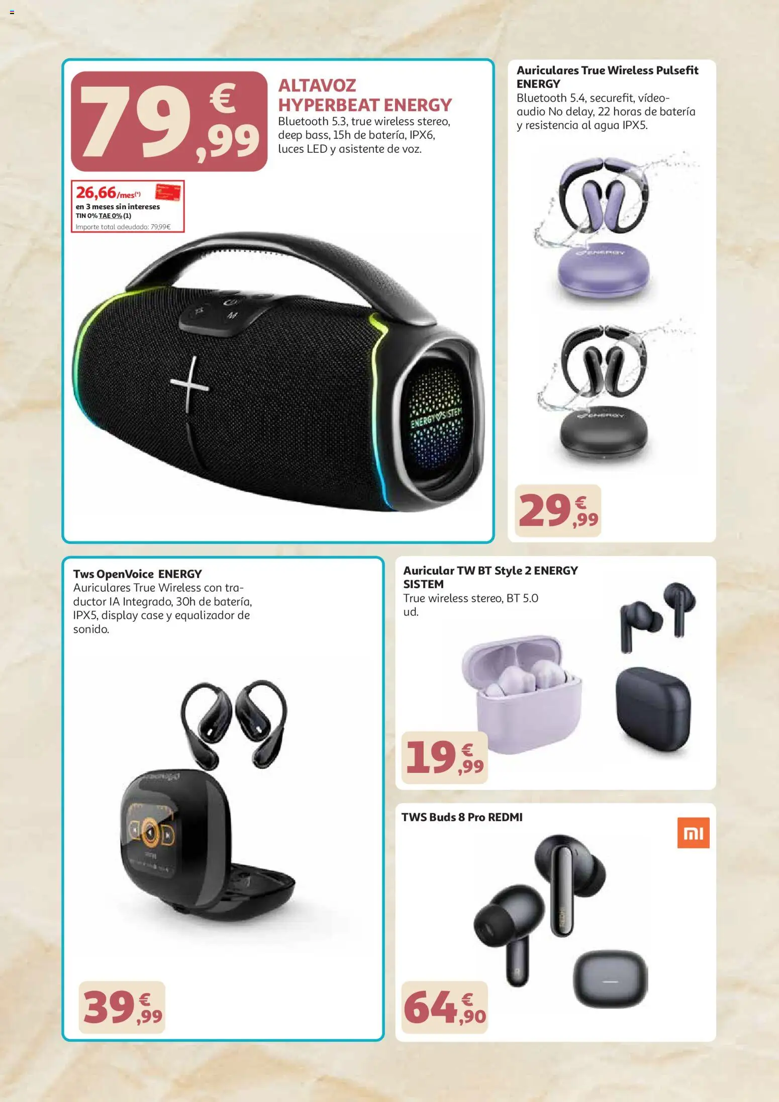 Alcampo - dia de la madre 2026 Canarias │ válido desde el 21.04.2026 | Página: 16 | Productos: Video, Auriculares, Altavoz, Batería