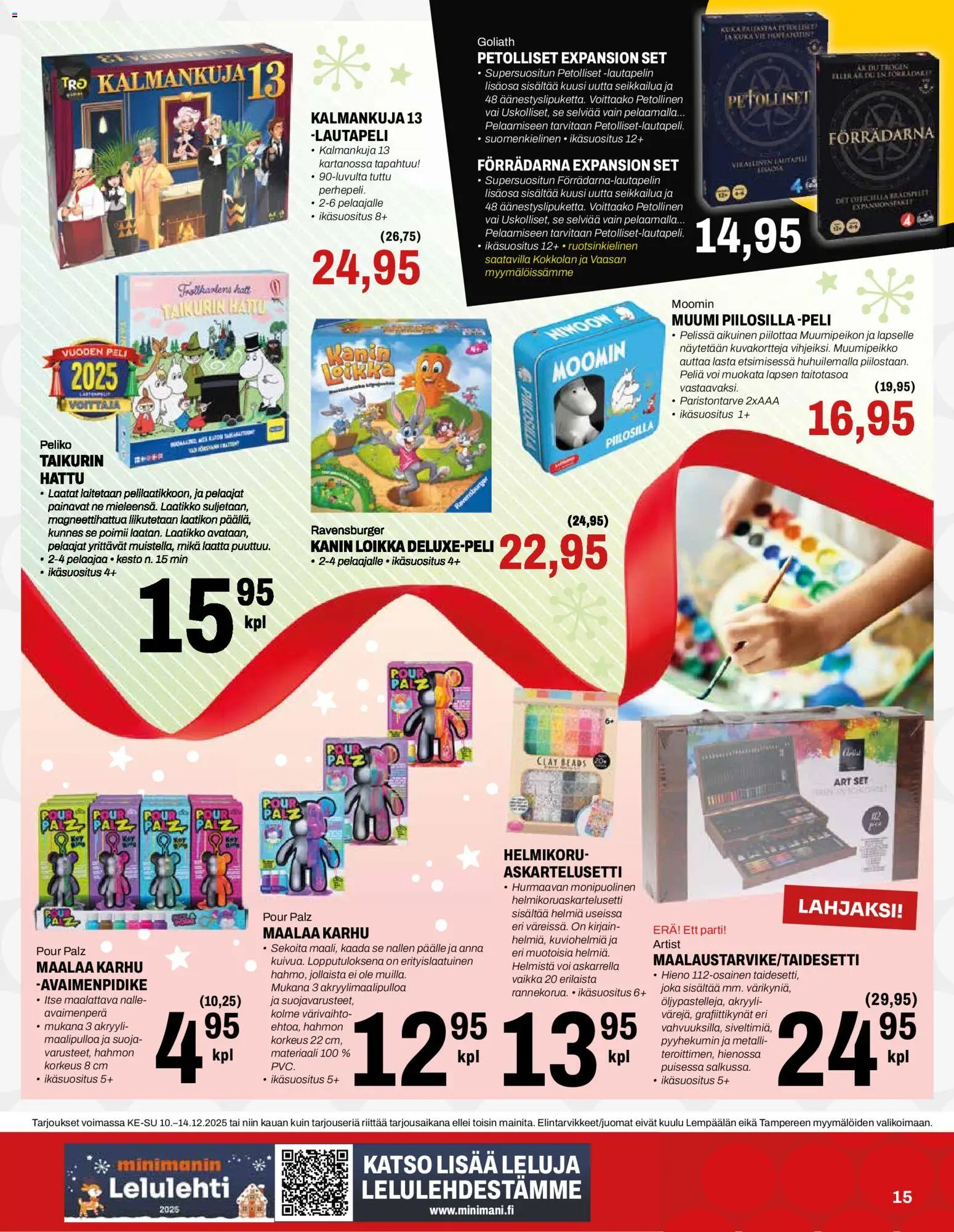 Minimani tarjoukset – voimassa 10.12.2025 alkaen | Sivu: 15 | Tuotteet: Avaimenperä, Voi, Hattu, Peli