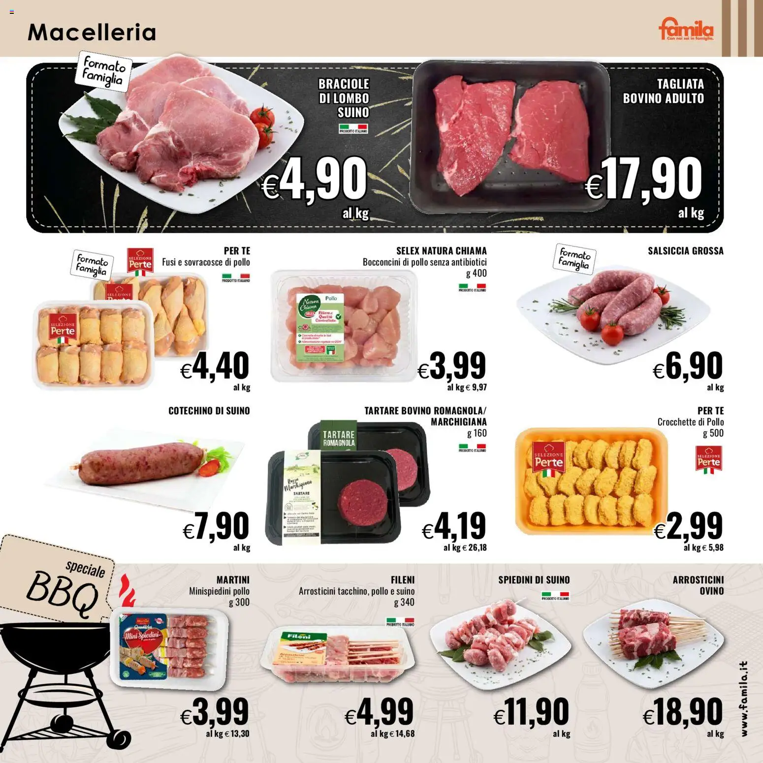 Volantino Famila del 28.12.2025 | Pagina: 9 | Prodotti: Suino, Salsiccia, Arrosticini, Cotechino