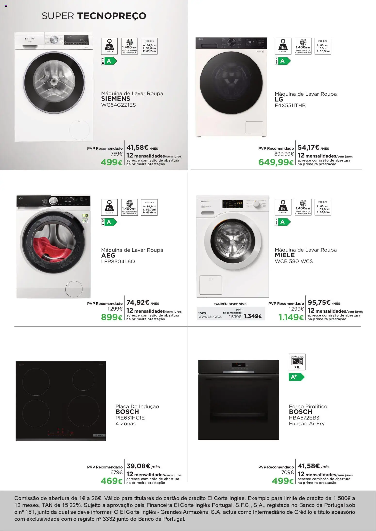 El Corte Ingles folheto │ válido de 10.04.2026 | Página: 11 | Produtos: Forno, Máquina de lavar, Banco