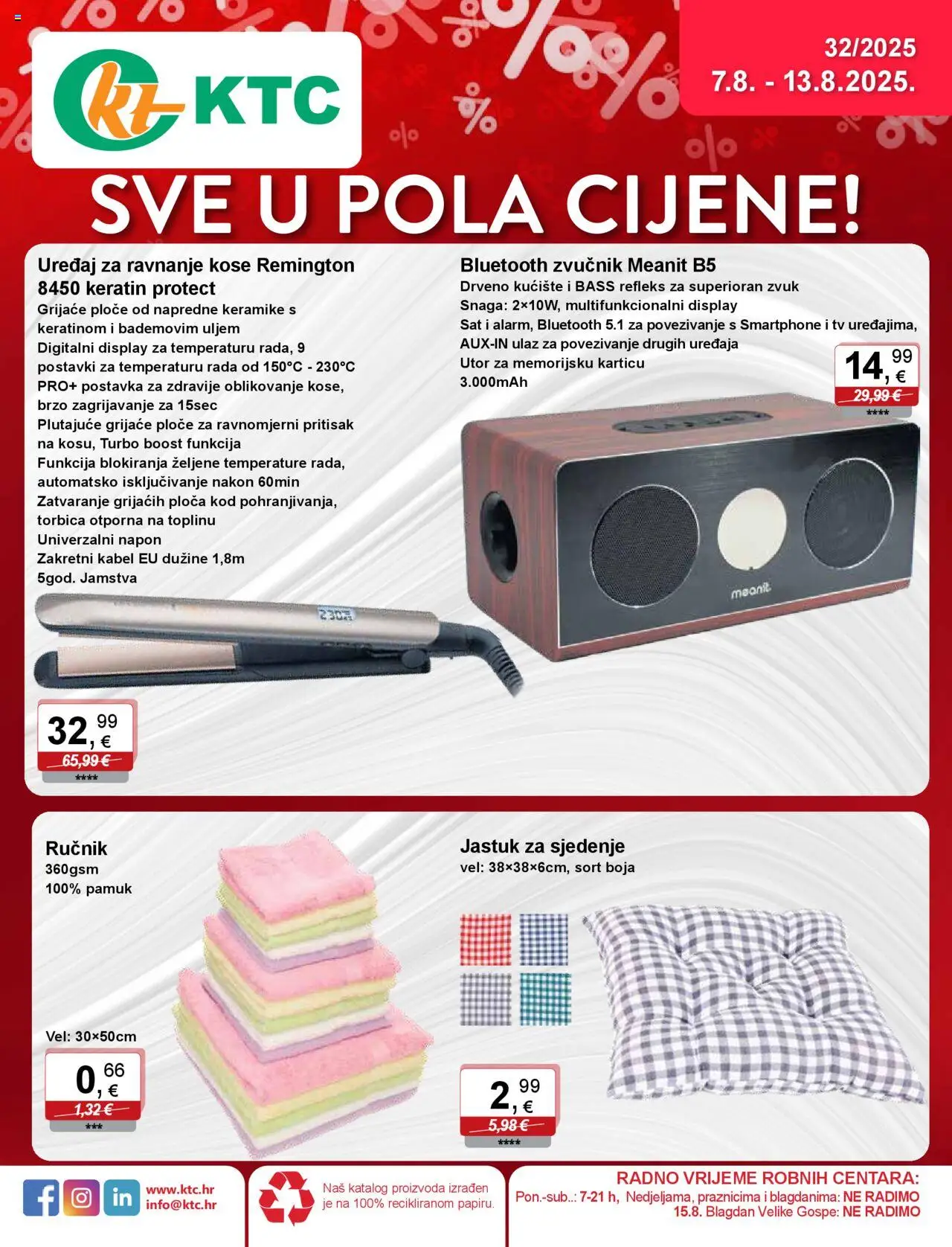 KTC katalog | vrijedi od 07.08.2025 | Stranica: 1 | Proizvodi: Ručnik, Smartphone, Tv, Zvučnik