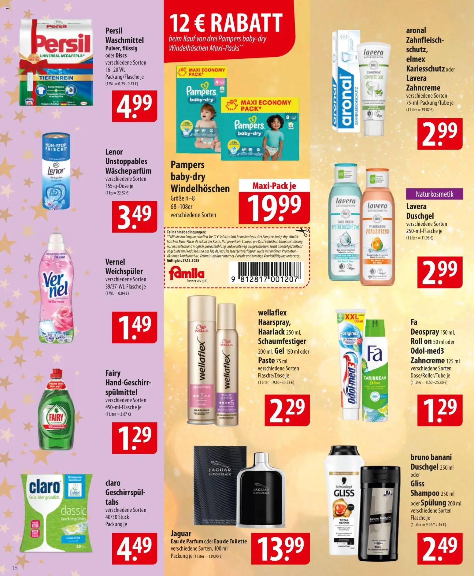 Famila Prospekt 	 – gültig ab 22.12.2025 | Seite: 18 | Produkte: Toilette, Haarspray, Eau de Parfum, Persil