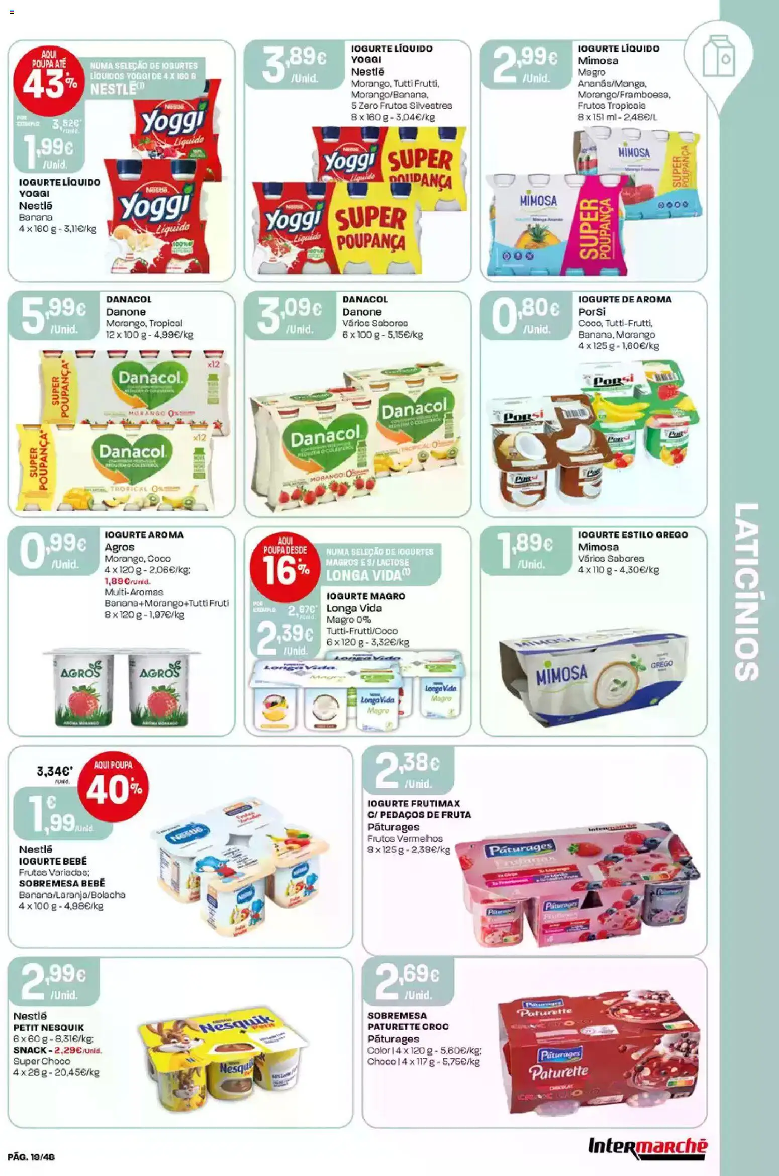 Intermarché folheto │ válido de 19.02.2026 | Página: 19 | Produtos: Banana, Iogurte, Nestlé, Iogurte liquido
