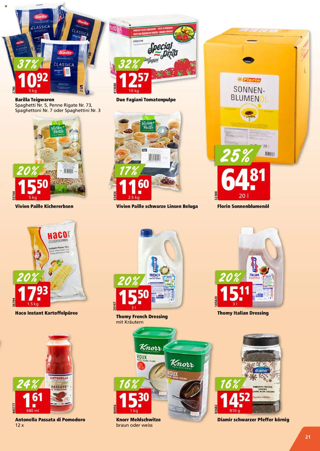 Aligro Aktionen Schlieren, Gossau SG, Frauenfeld, Rapperswil-Jona, Sargans, Bern, Brüttisellen, Pratteln, Emmen, Spreitenbach ab 11.08.2025 | Seite: 21 | Produkte: Dressing, Teigwaren, Pizza, Pfeffer