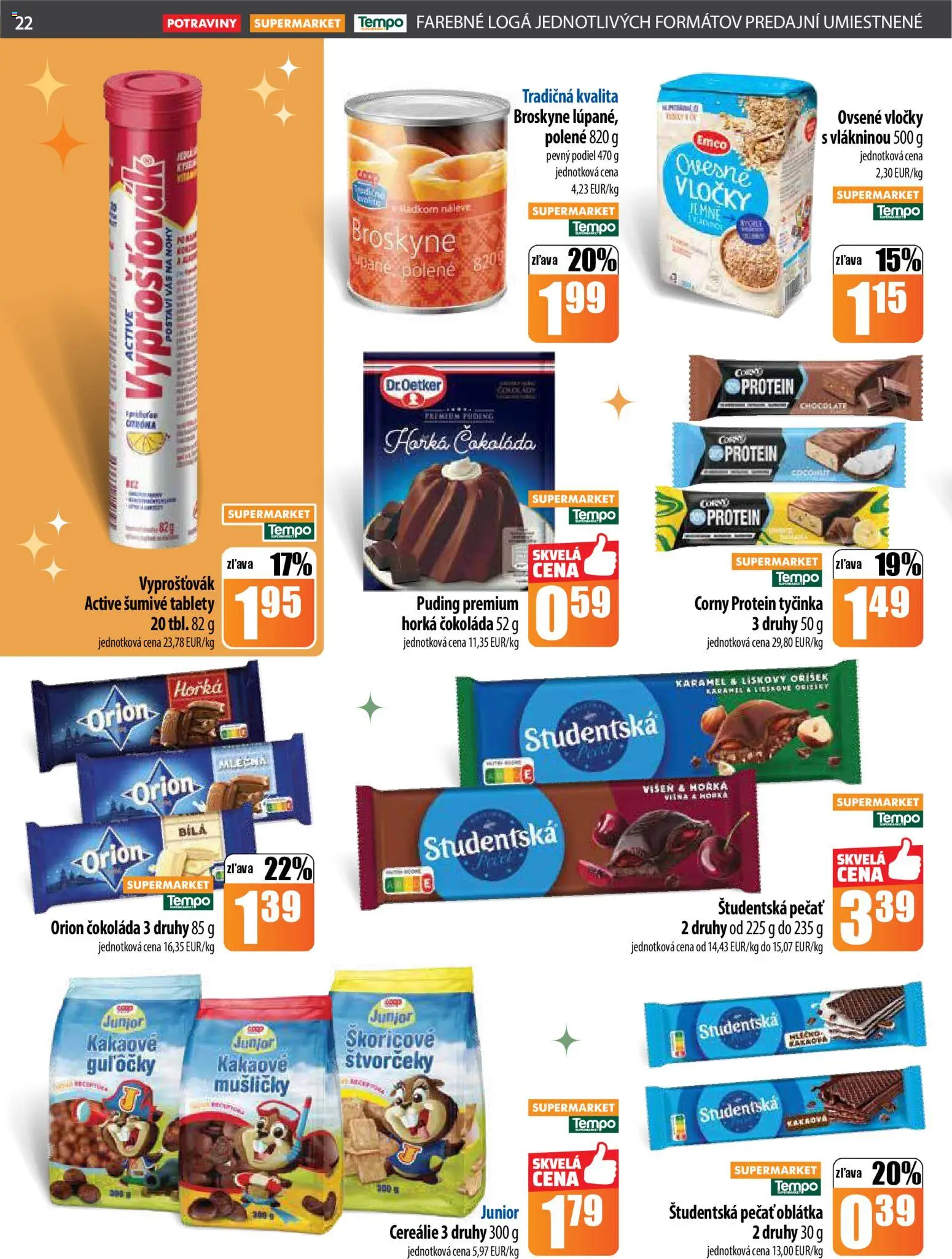 Nové COOP Jednota akcie – leták je platný od 18.12.2025 | Strana: 22 | Produkty: Protein, Puding, Čokoláda, Cereálie