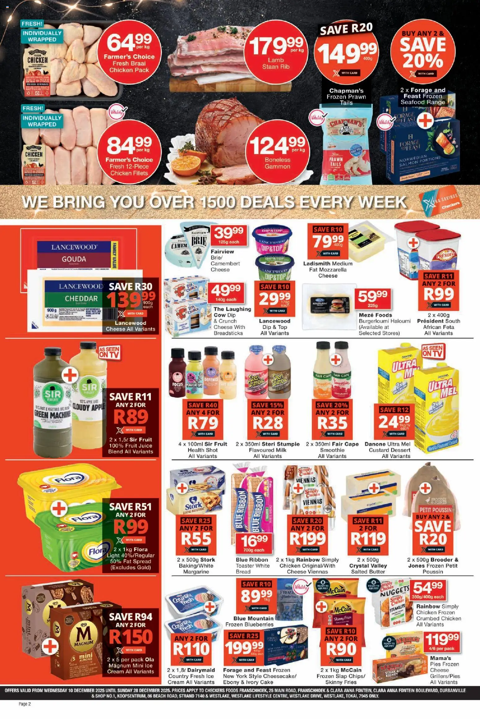 New Checkers catalogue – valid from 10.12.2025 | Page: 2 | Products: Blueberries, Custard, Cheese, Juice