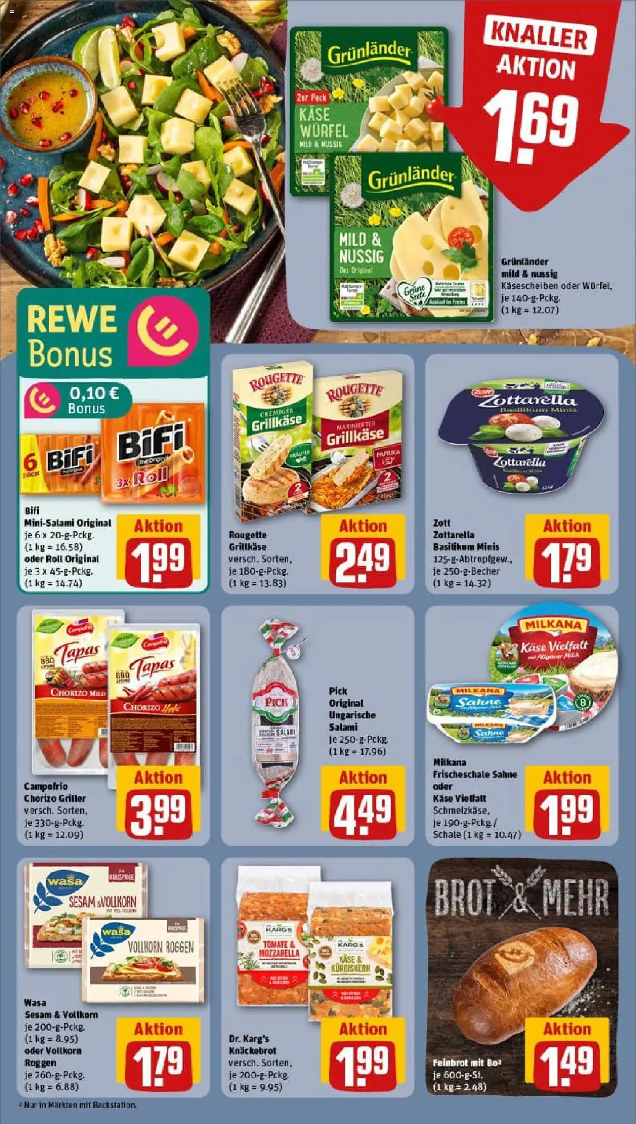 Rewe prospekt Berlin / Französisch Buchholz	 - gültig ab dem 27.07.2025 | Seite: 14 | Produkte: Käse, Mozzarella, Grunlander, Brot