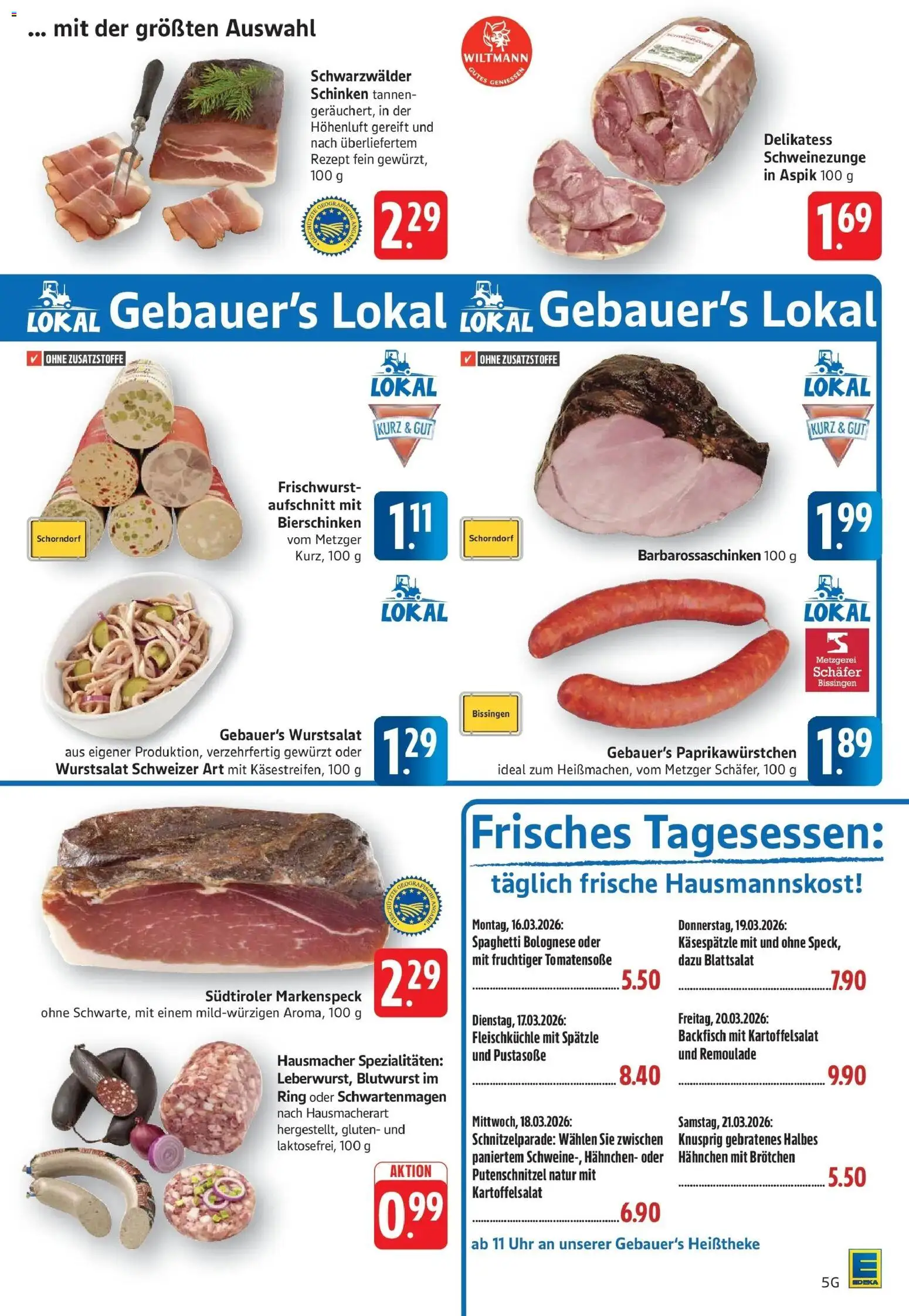Angebote – gültig ab 16.03.2026 | Seite: 5 | Produkte: Hahnchen, Putenschnitzel, Schinken, Uhr