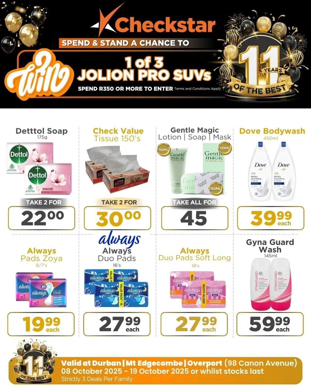 New Check Star catalogue – valid from 08.10.2025 | Page: 4 | Products: Pads, Soap, Lotion, Tissues