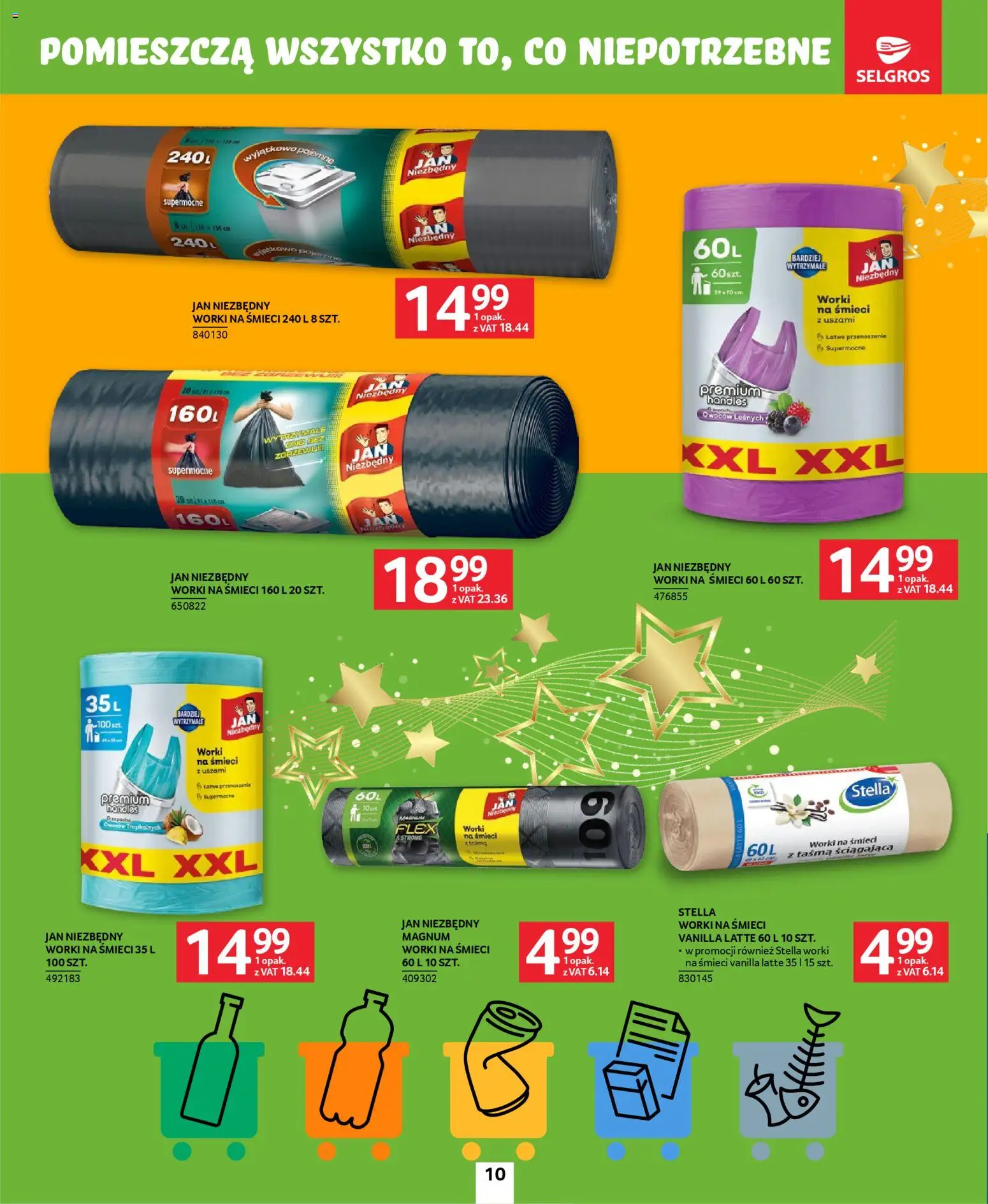 Selgros cash&carry Gazetka - Sprzątanie od 06.11.2025 | Strona: 10 | Produkty: Worki na śmieci 60 l