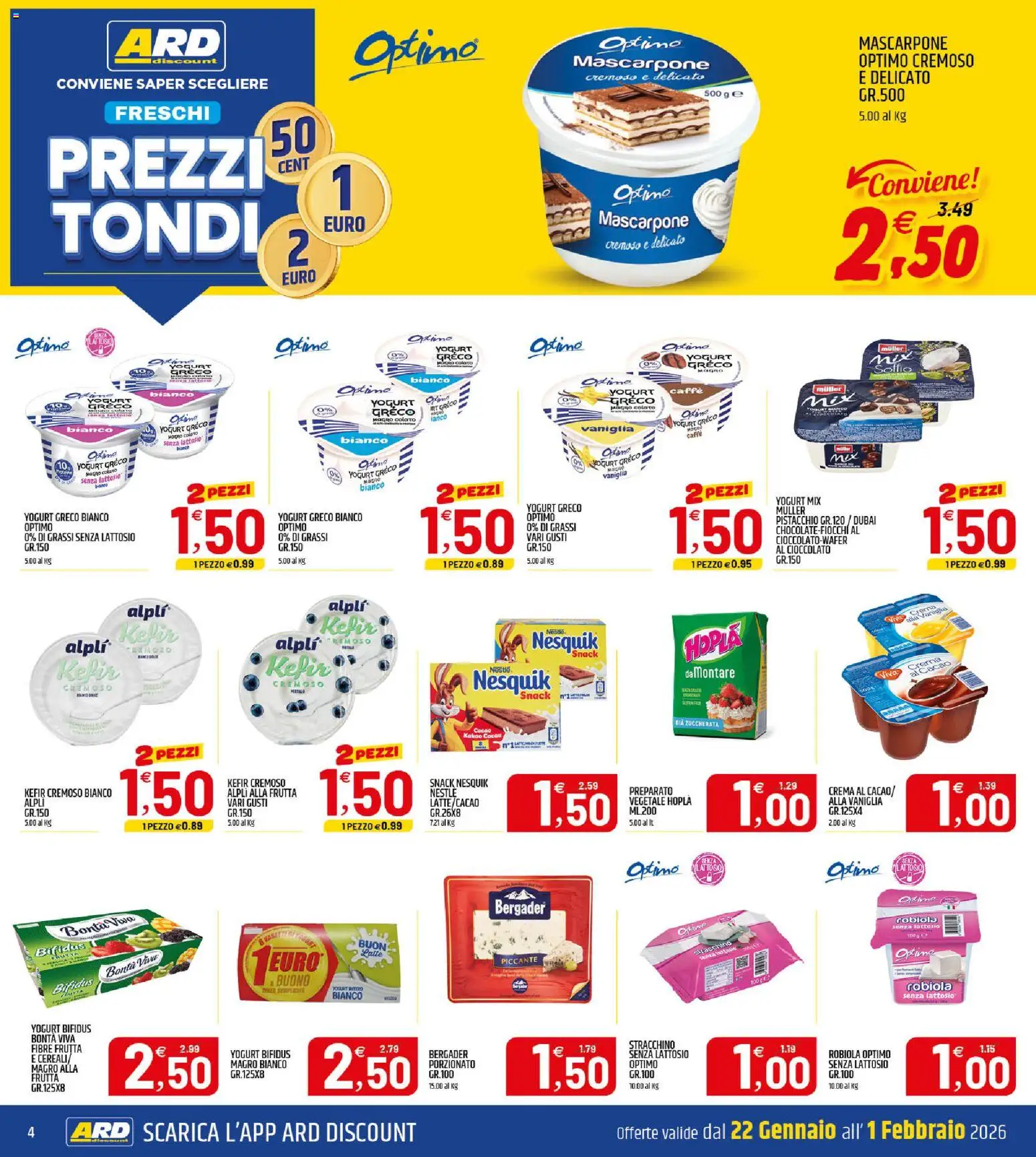 Volantino ARD Discount del 22.01.2026 | Pagina: 4 | Prodotti: Cereali, Frutta, Stracchino, Robiola