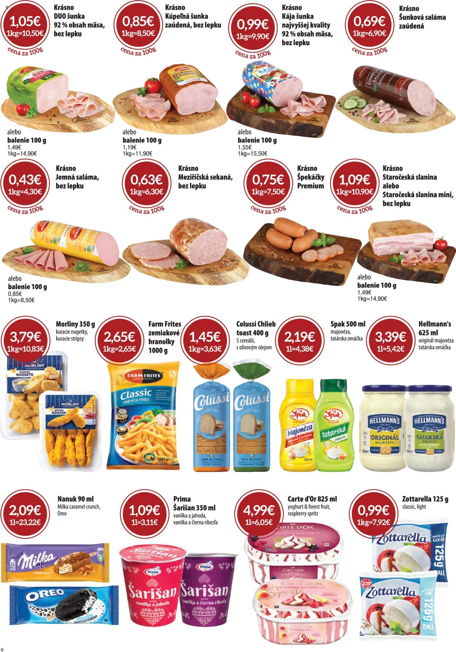 Nové CBA Verex akcie – leták je platný od 01.04.2026 | Strana: 9 | Produkty: Kúpelňa, Chlieb, Slanina, Nanuk