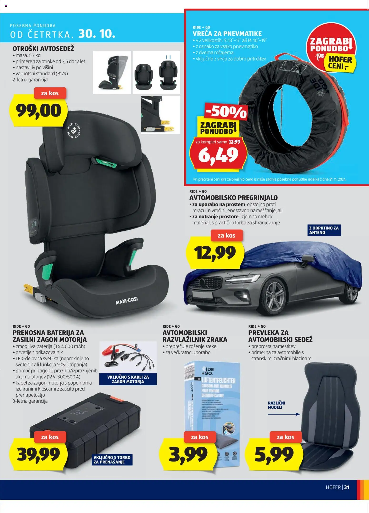Novi Hofer katalog ponudbe – veljaven od 23.10.2025 | Stran: 31 | Izdelki: Baterija, Kabel, Pregrinjalo, Prevleka