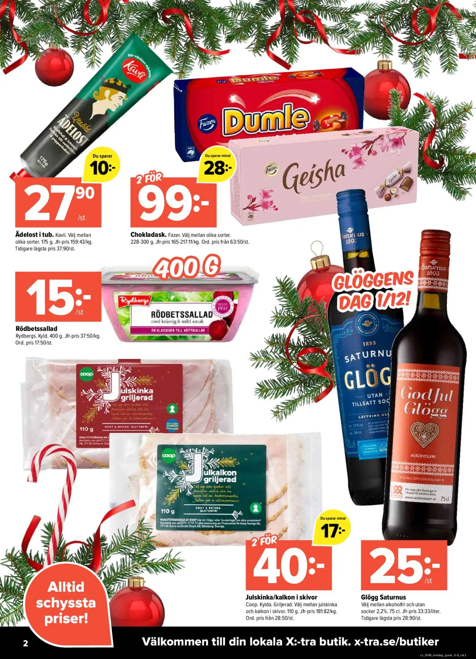 Coop X:-TRA reklamblad aktuell från 24.11.2025 | Sida: 2 | Produkter: Rödbetssallad, Köttbullar, Kalkon