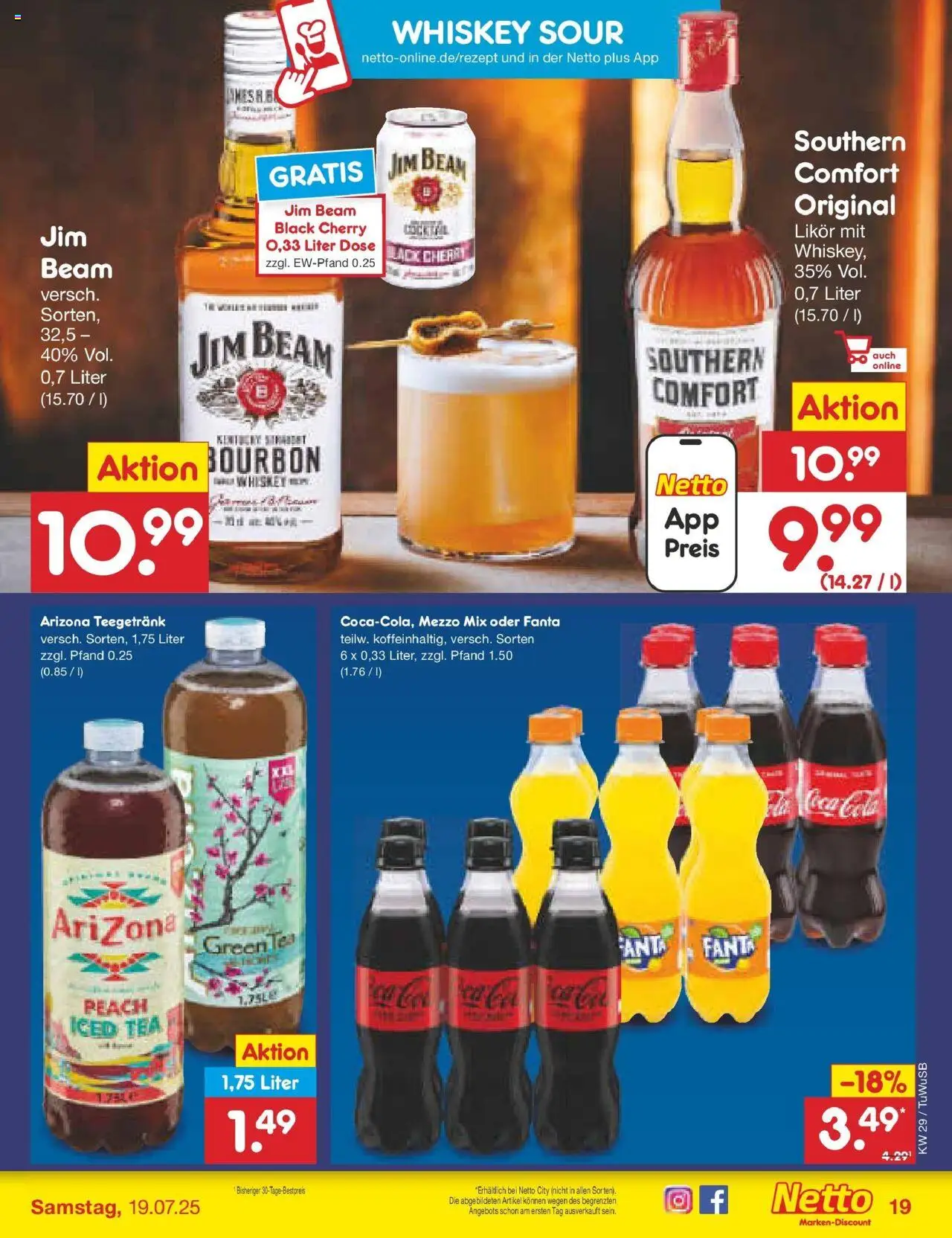 Netto Marken-Discount prospekt Calw-Stammheim	 - gültig ab dem 13.07.2025 | Seite: 25 | Produkte: Fanta, Likör, Southern comfort, Whiskey