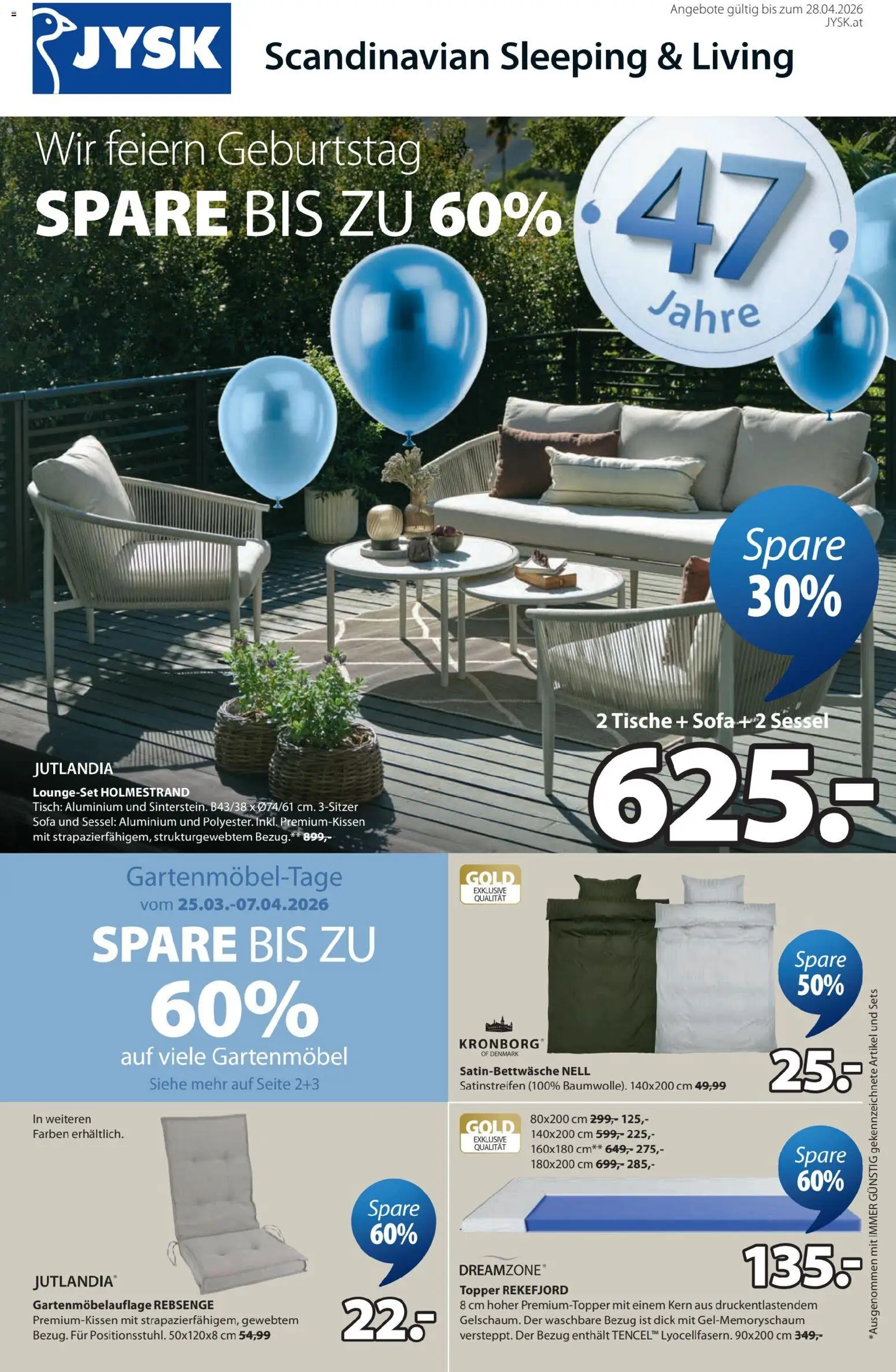 JYSK Prospekt aktuell gültig ab 30.03.2026 | Seite: 1 | Produkte: Sofa, Sessel, Tisch, Gartenmöbel