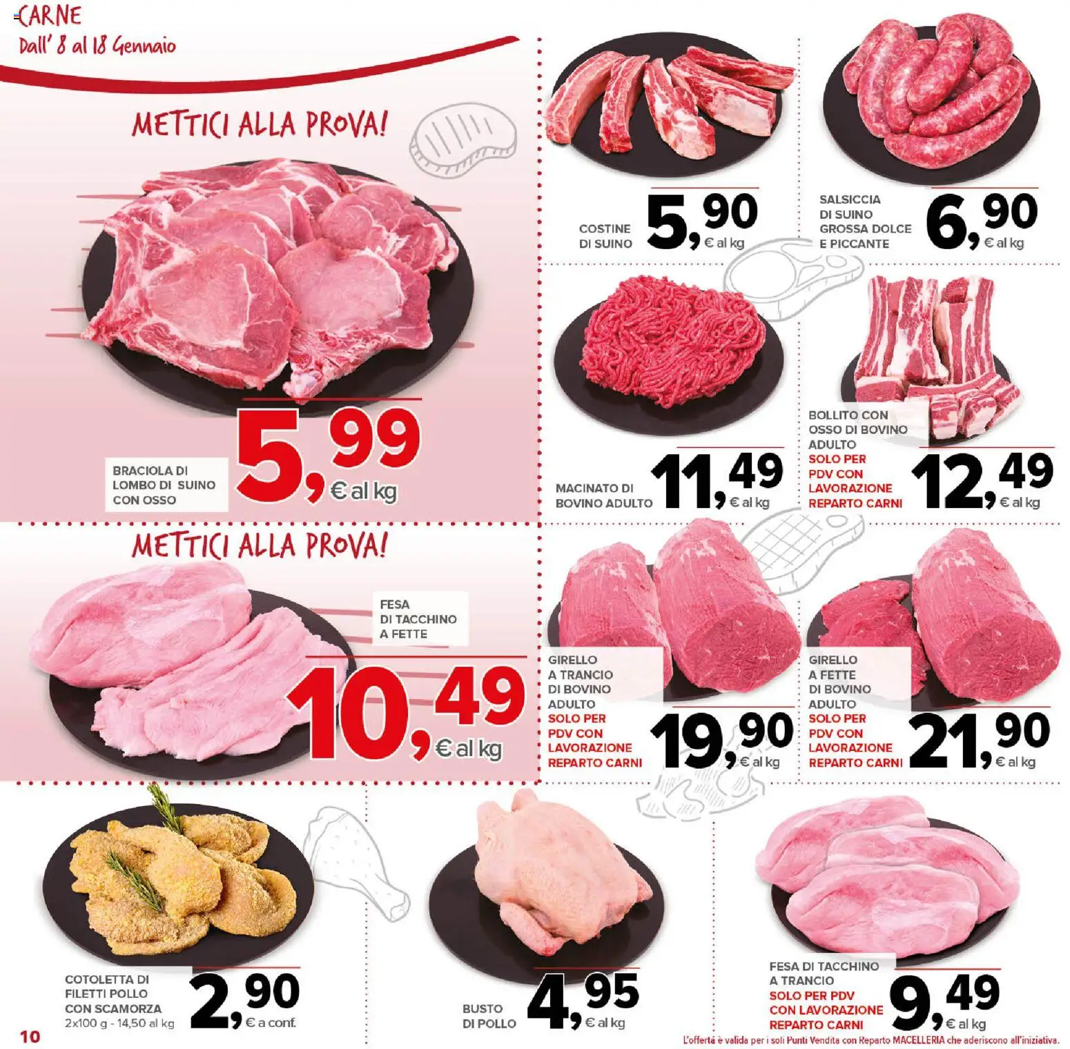 Volantino Todis del 08.01.2026 | Pagina: 10 | Prodotti: Bovino, Suino, Salsiccia, Macinato