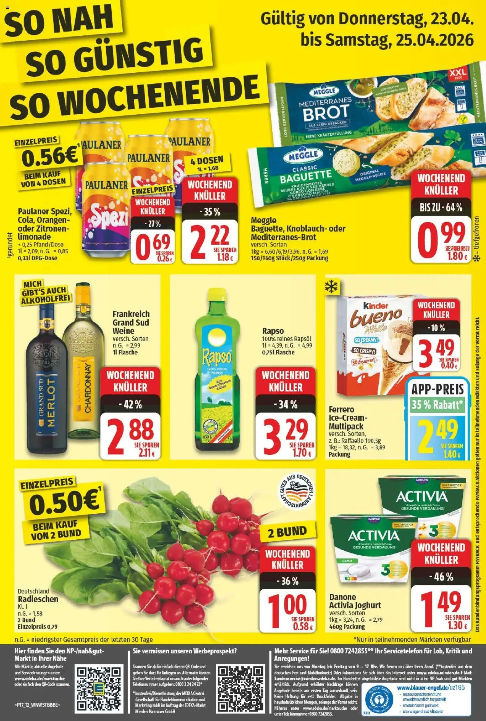 Angebote - nah & gut: Wochenangebote – gültig ab 19.04.2026 | Seite: 12 | Produkte: Rapsöl, Orangen, Brot, Zitronen