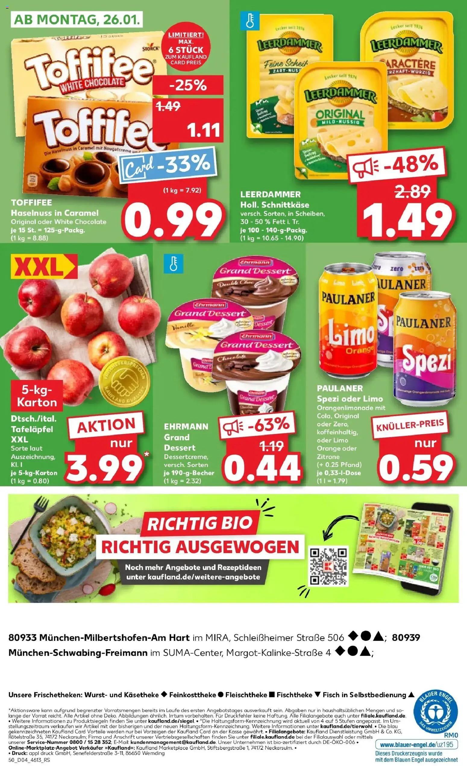 Kaufland prospekt München	 – gültig ab 22.01.2026 | Seite: 50 | Produkte: Paulaner spezi, Leerdammer, Wurst, Toffifee